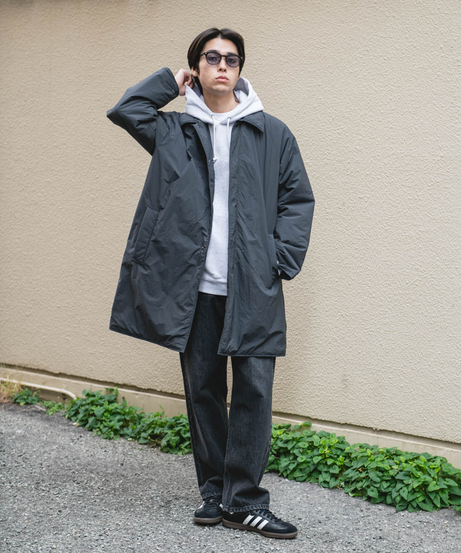 URBAN RESEARCH DOORS「ライトナイロン パデット バルマカンコート」|ノーカラーコート|