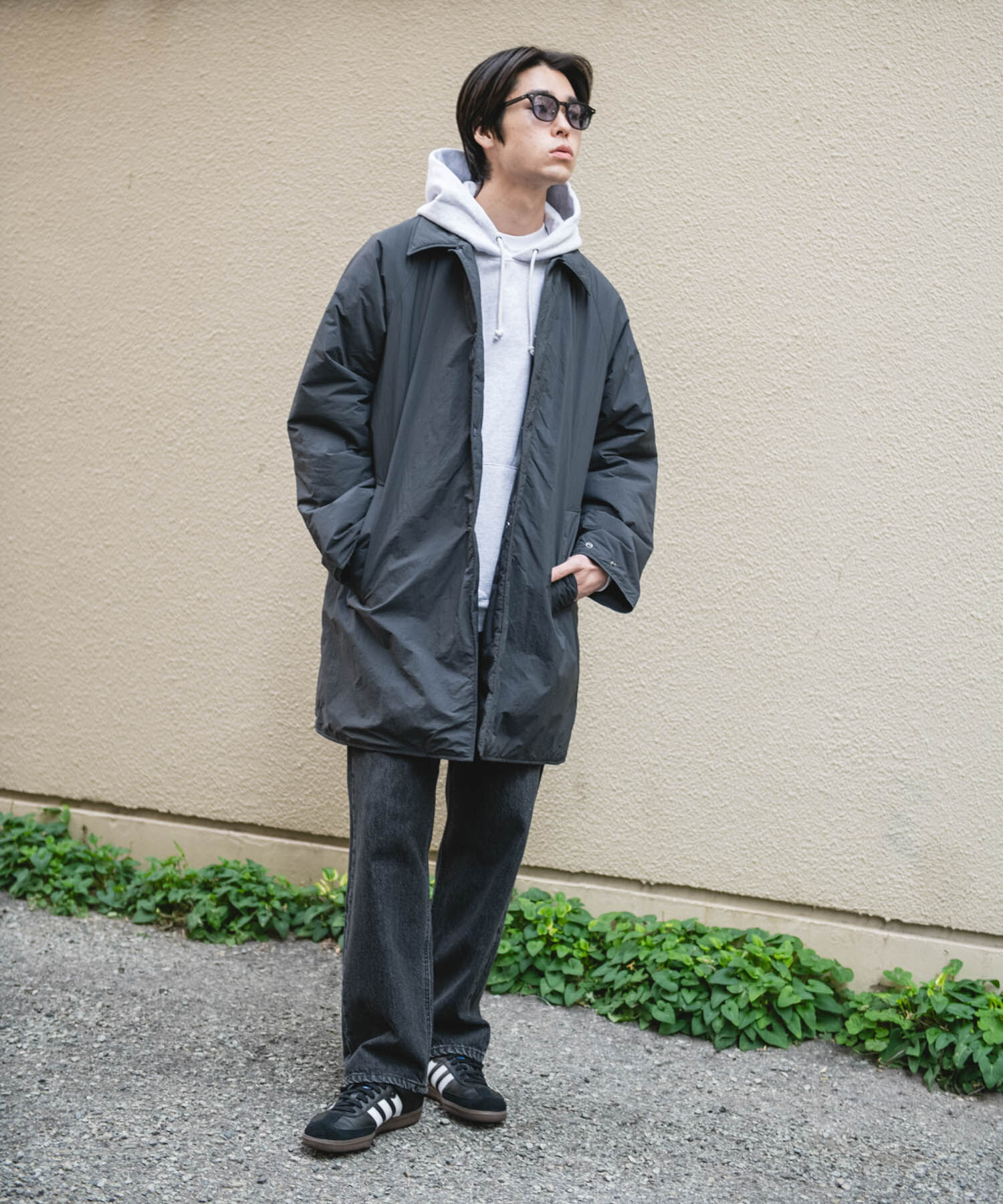 URBAN RESEARCH DOORS「ライトナイロン パデット バルマカンコート」|ノーカラーコート|