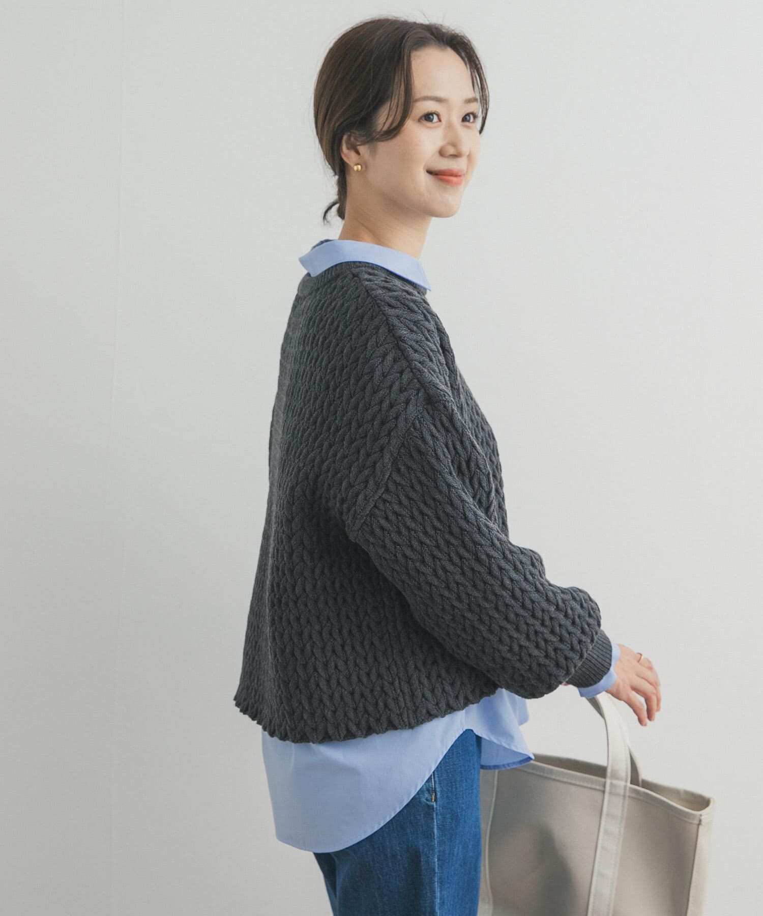 URBAN RESEARCH DOORS「ヘリンボーン柄ニットプルオーバー」|ニット・セーター|