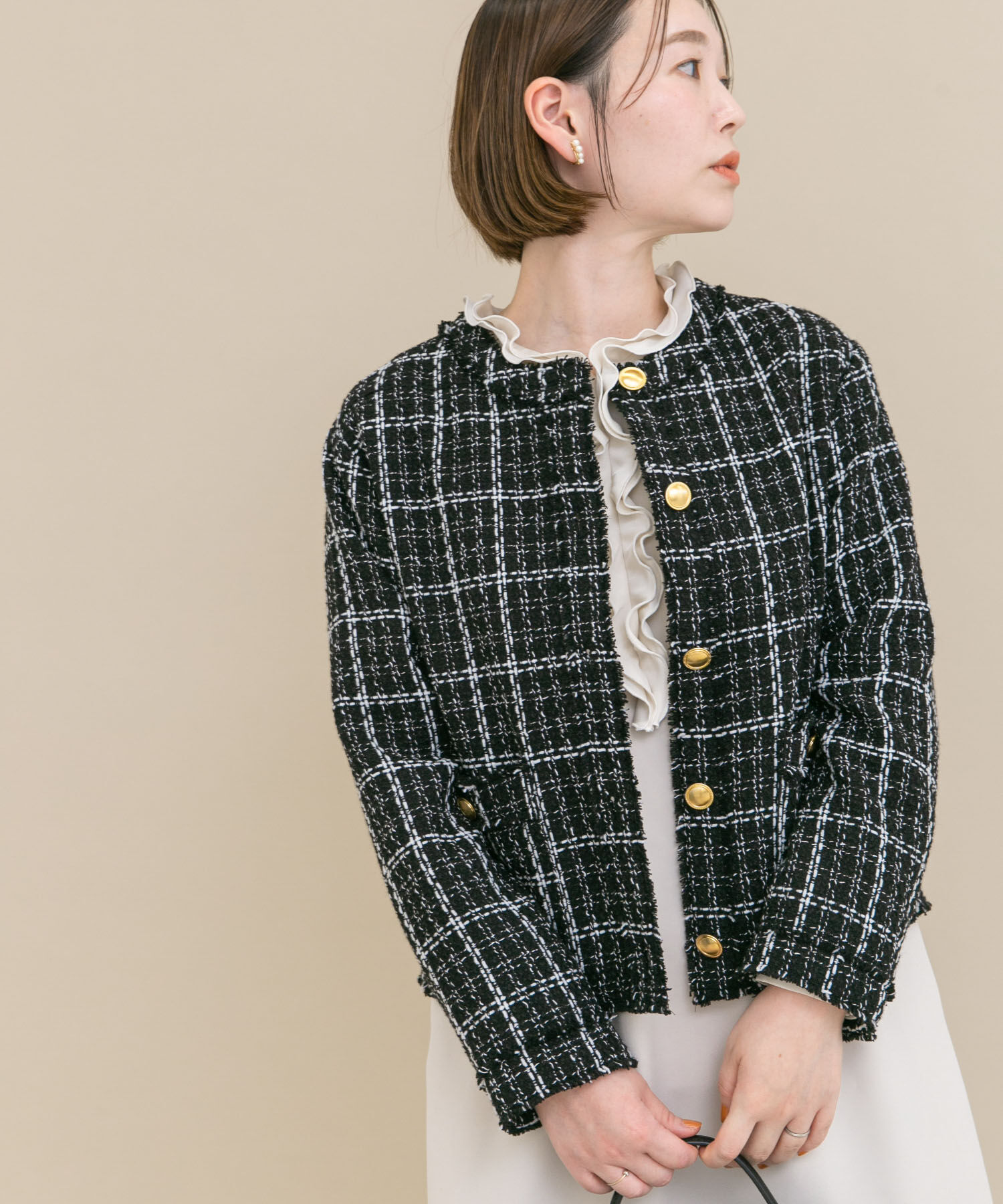 URBAN RESEARCH ROSSO「『WEB限定』ツイードノーカラージャケット」|ノーカラージャケット|