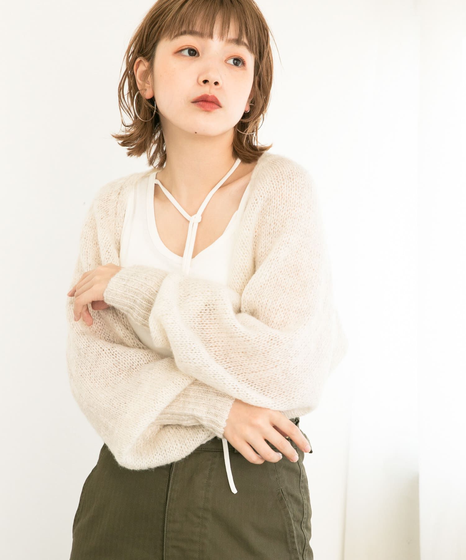  「ボリュームスリーブカーディガン」|カーディガン|
