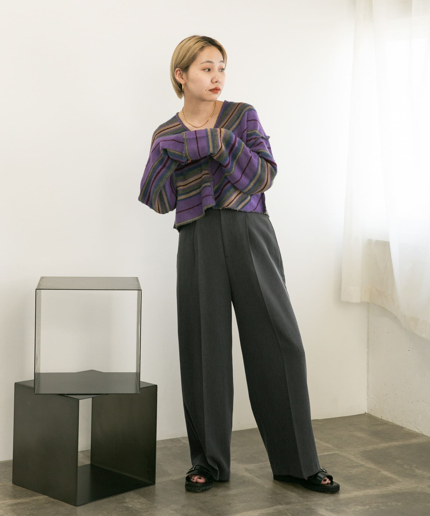  「センタープレスハイウエストWIDEパンツ」|その他|