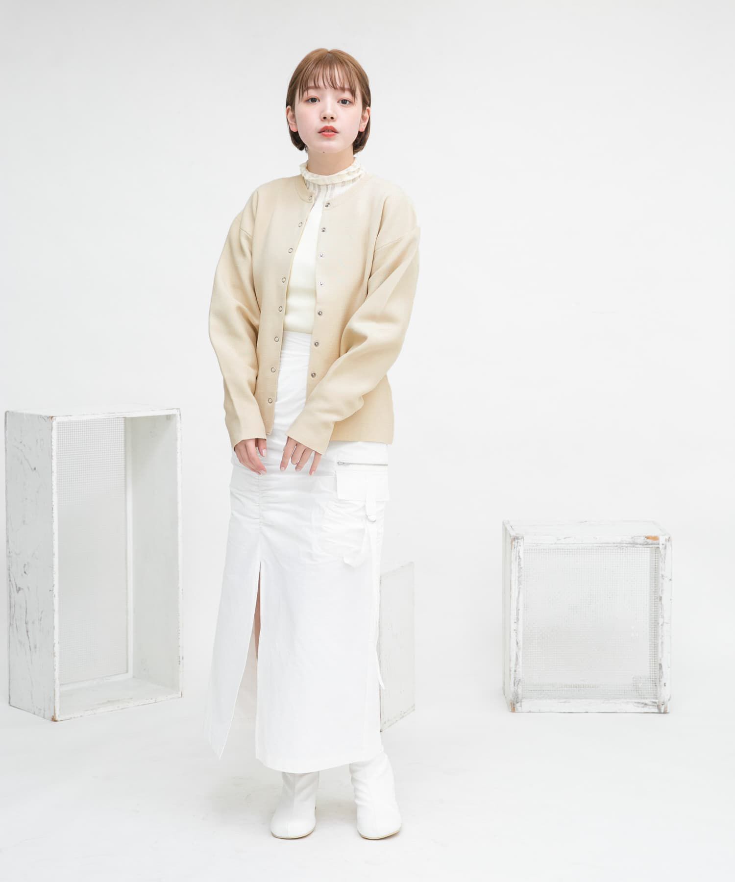  「リングドットボタンニットカーディガン」|カーディガン|