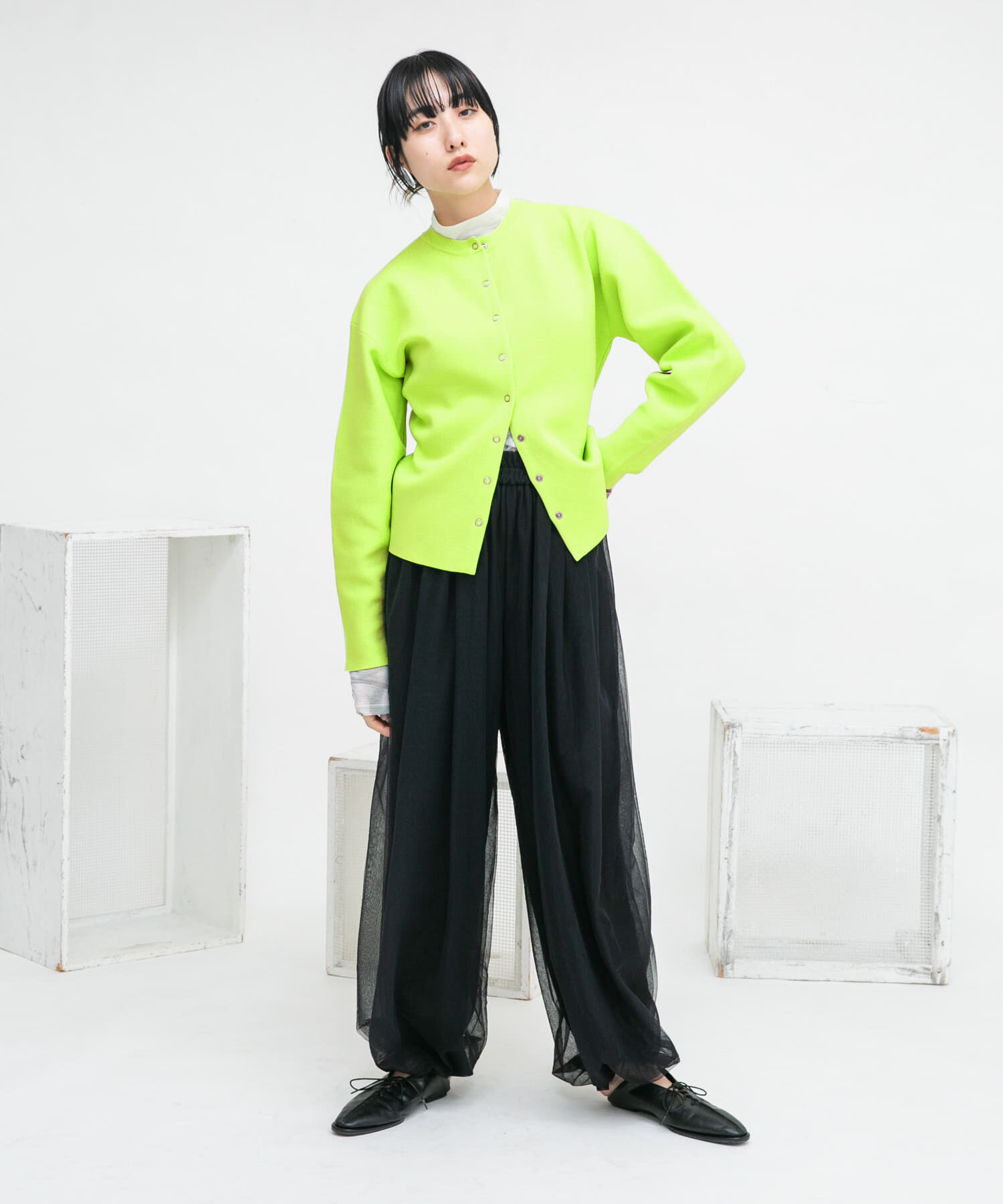  「リングドットボタンニットカーディガン」|カーディガン|