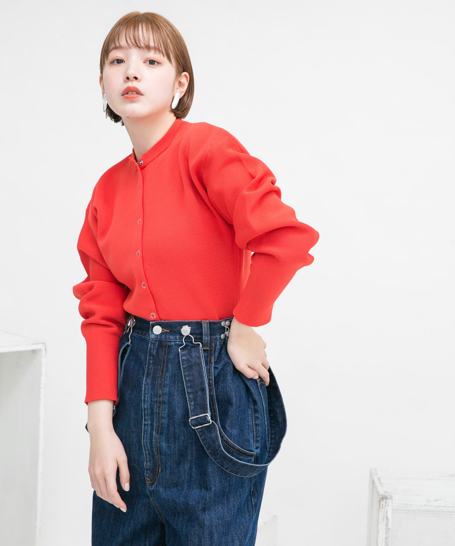  「リングドットボタンニットカーディガン」|カーディガン|