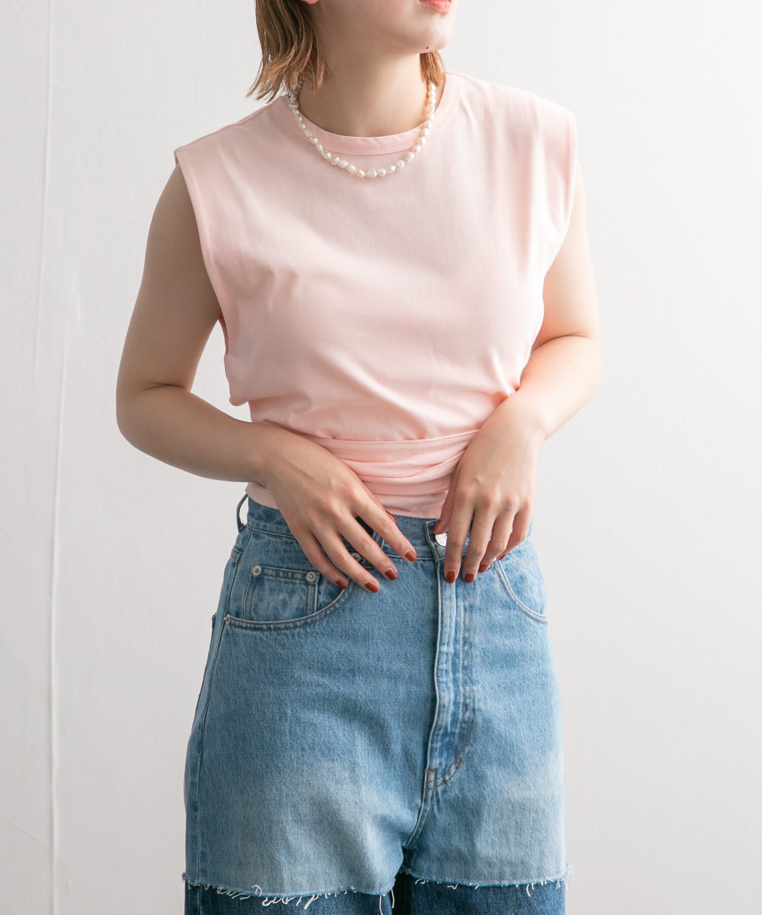  「ウエストノットノースリーブトップス」|Tシャツ・カットソー|