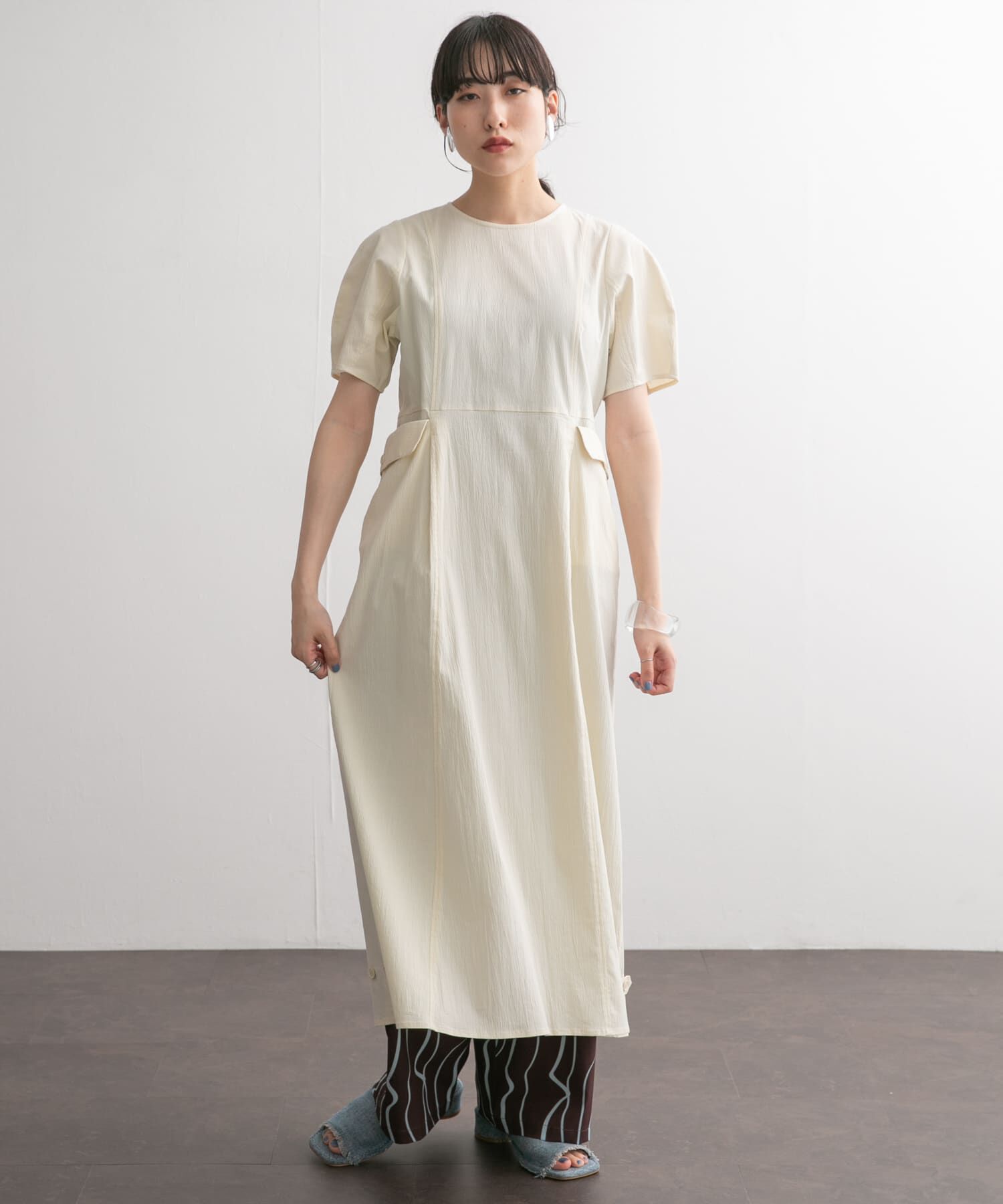  「サイドポケットコクーンワンピース」|ワンピース|