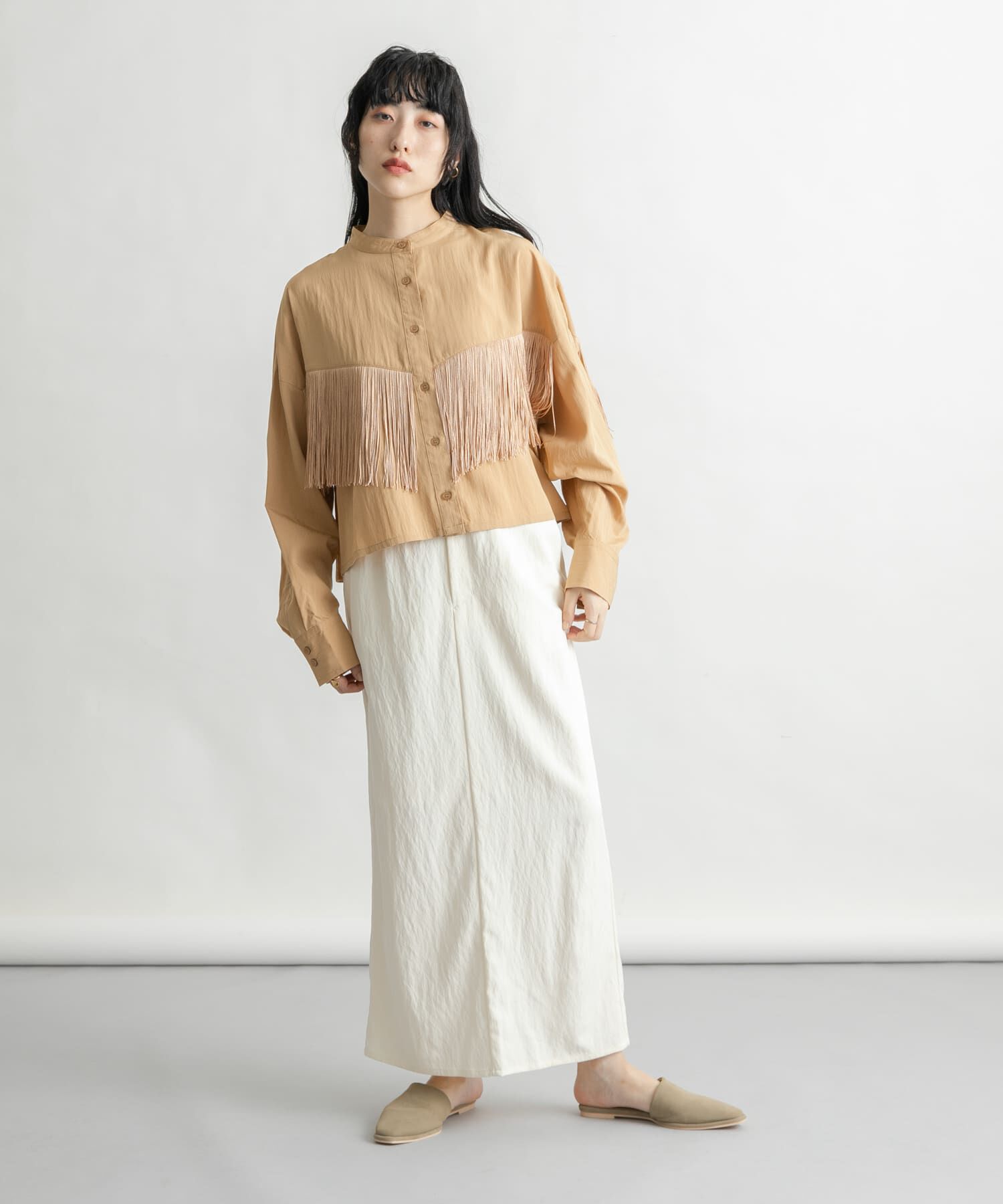  「ダブルボタンIラインスカート」|スカート|