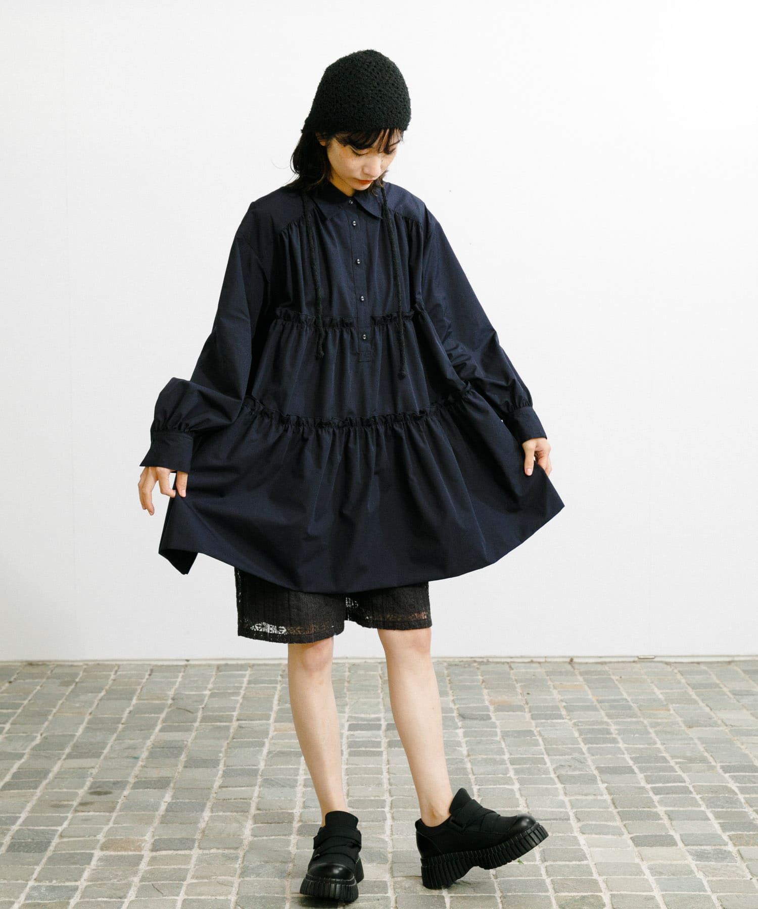  「ティアードバルーンミニワンピース」|ワンピース|