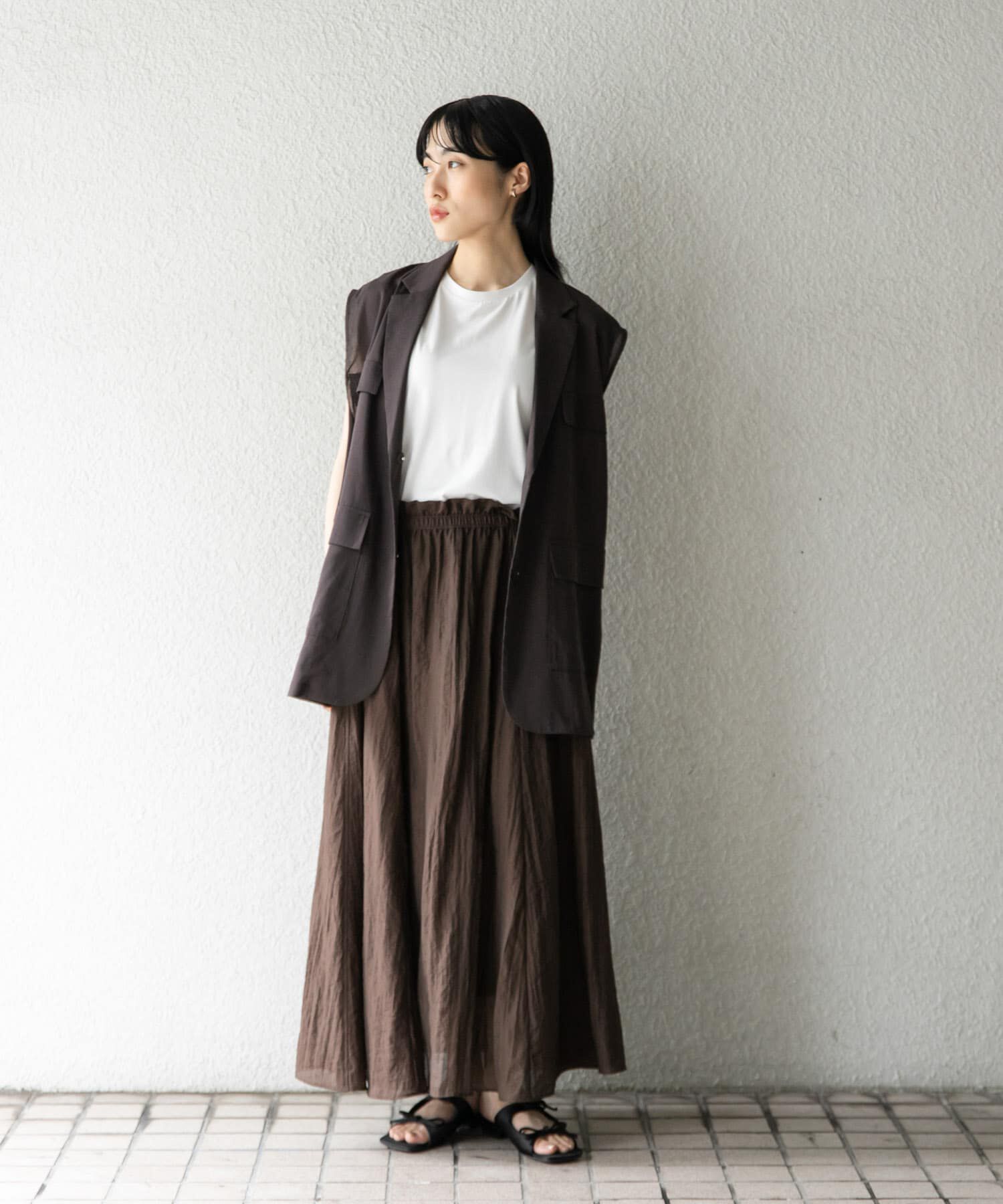  「デザインステッチスリーブレスカットソー」|Tシャツ・カットソー|