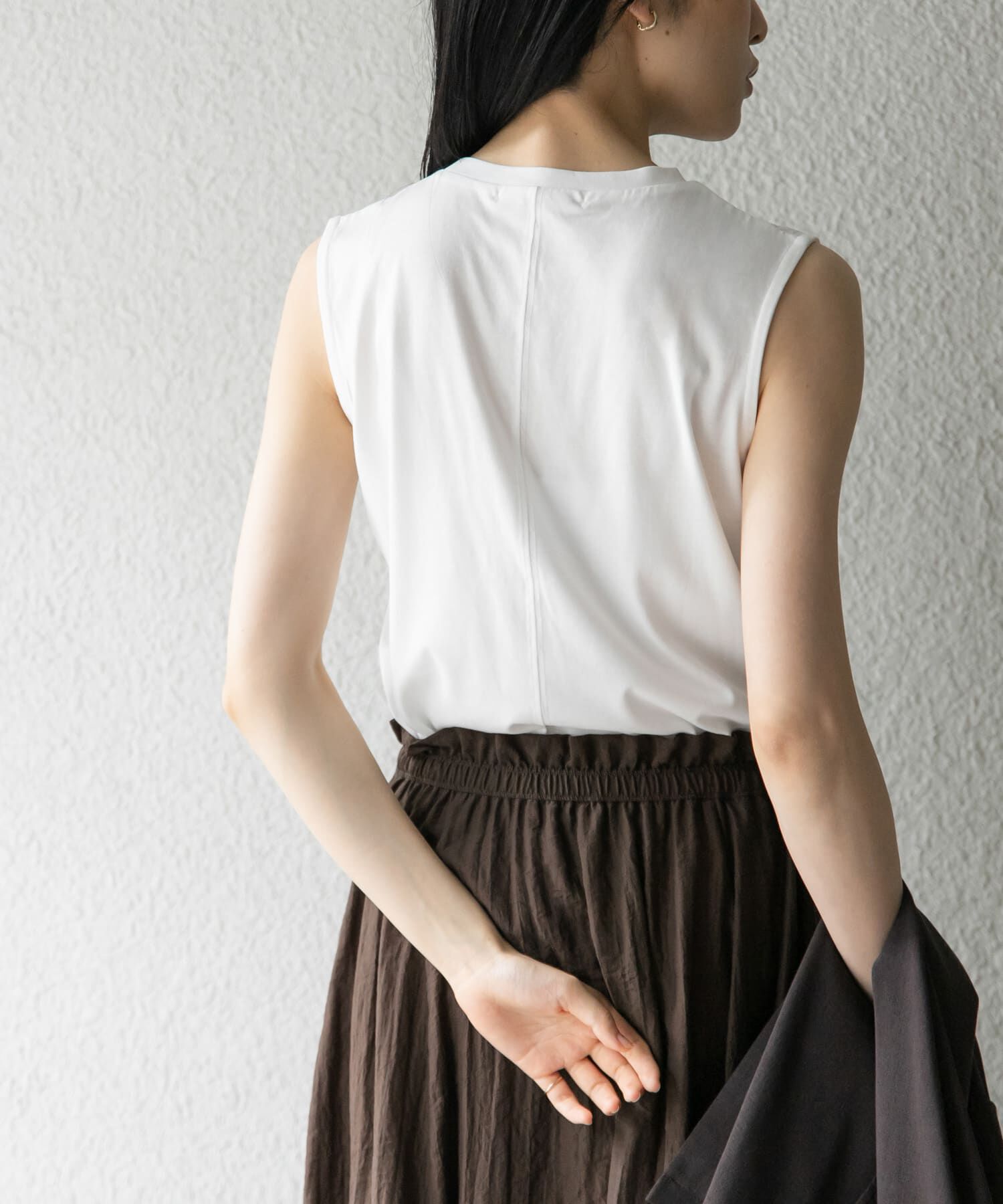  「デザインステッチスリーブレスカットソー」|Tシャツ・カットソー|