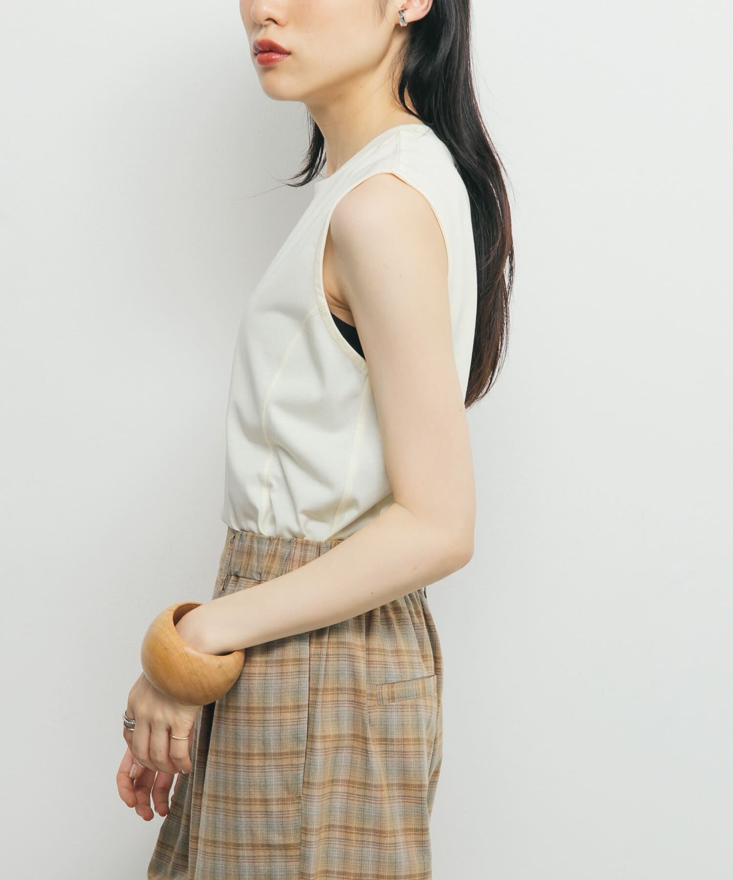  「デザインステッチスリーブレスカットソー」|Tシャツ・カットソー|