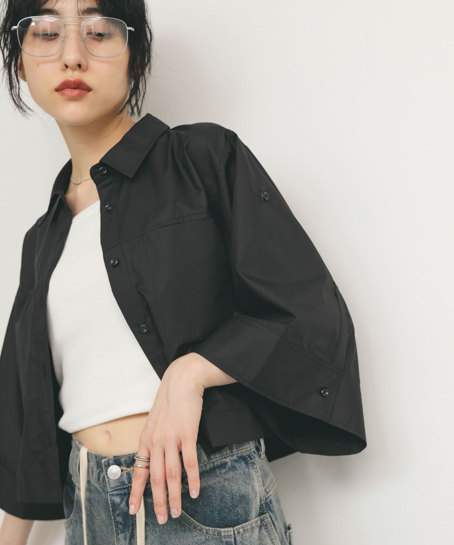  「クロップドハーフスリーブシャツ」|シャツ・ブラウス|