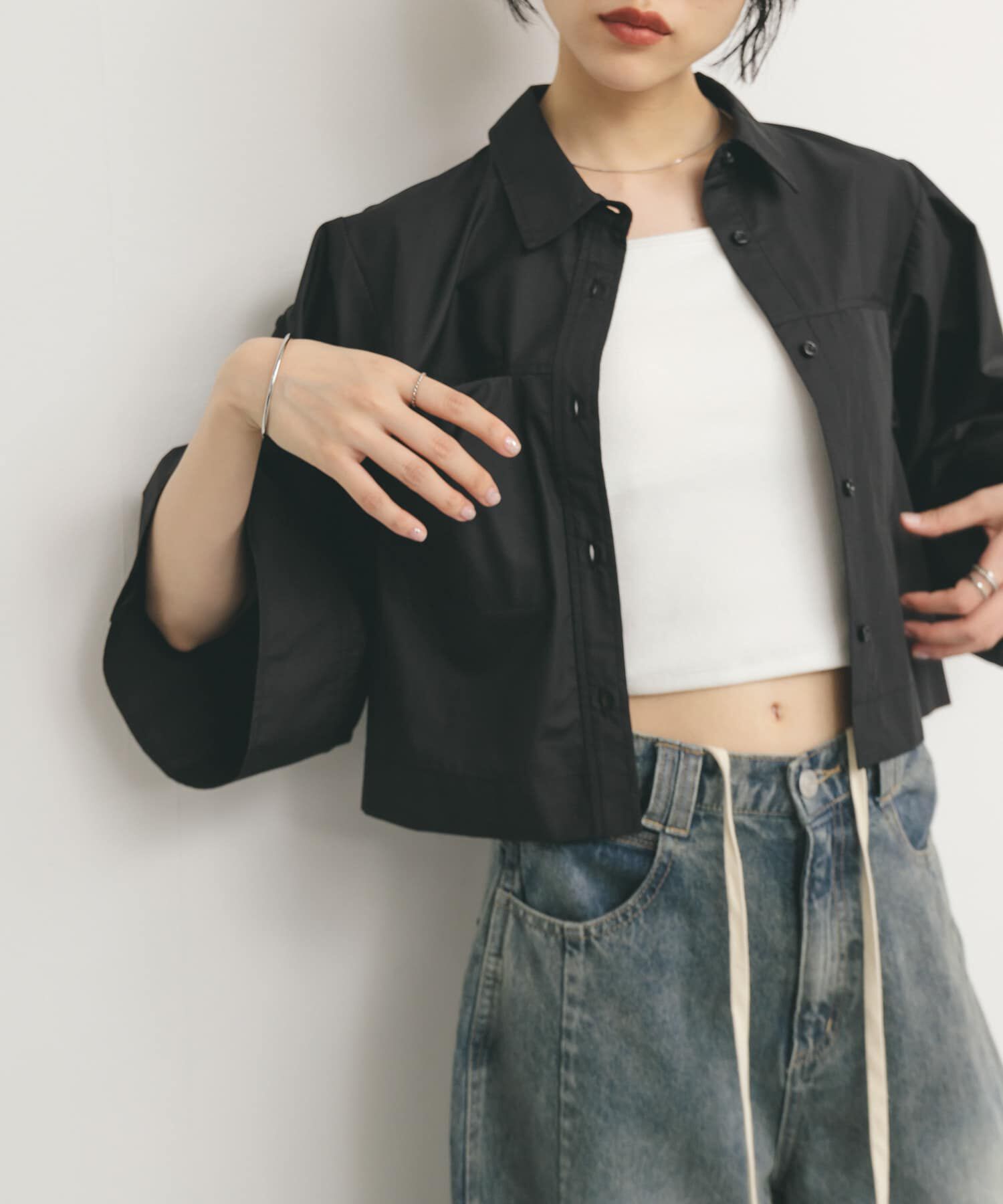  「クロップドハーフスリーブシャツ」|シャツ・ブラウス|