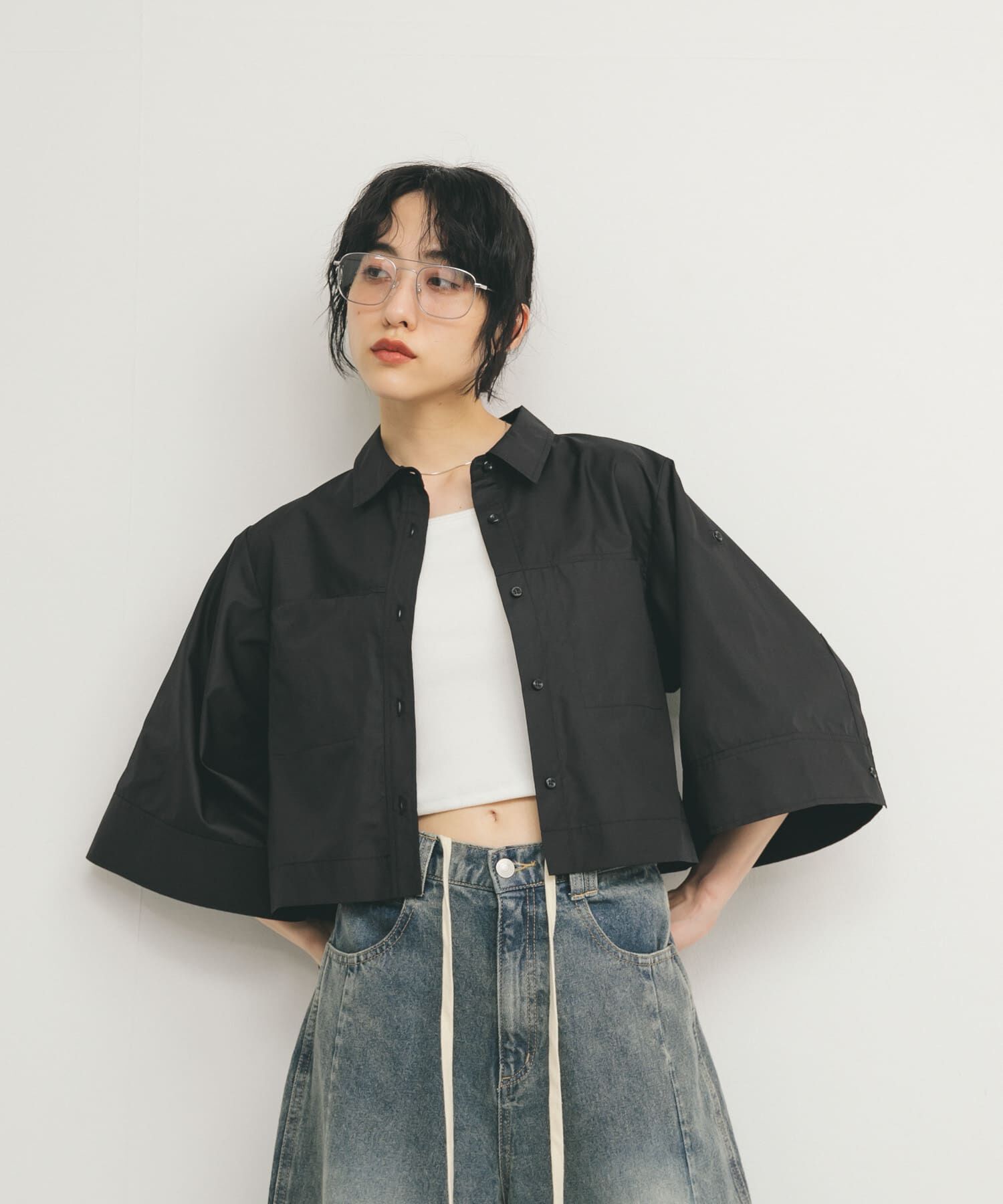  「クロップドハーフスリーブシャツ」|シャツ・ブラウス|