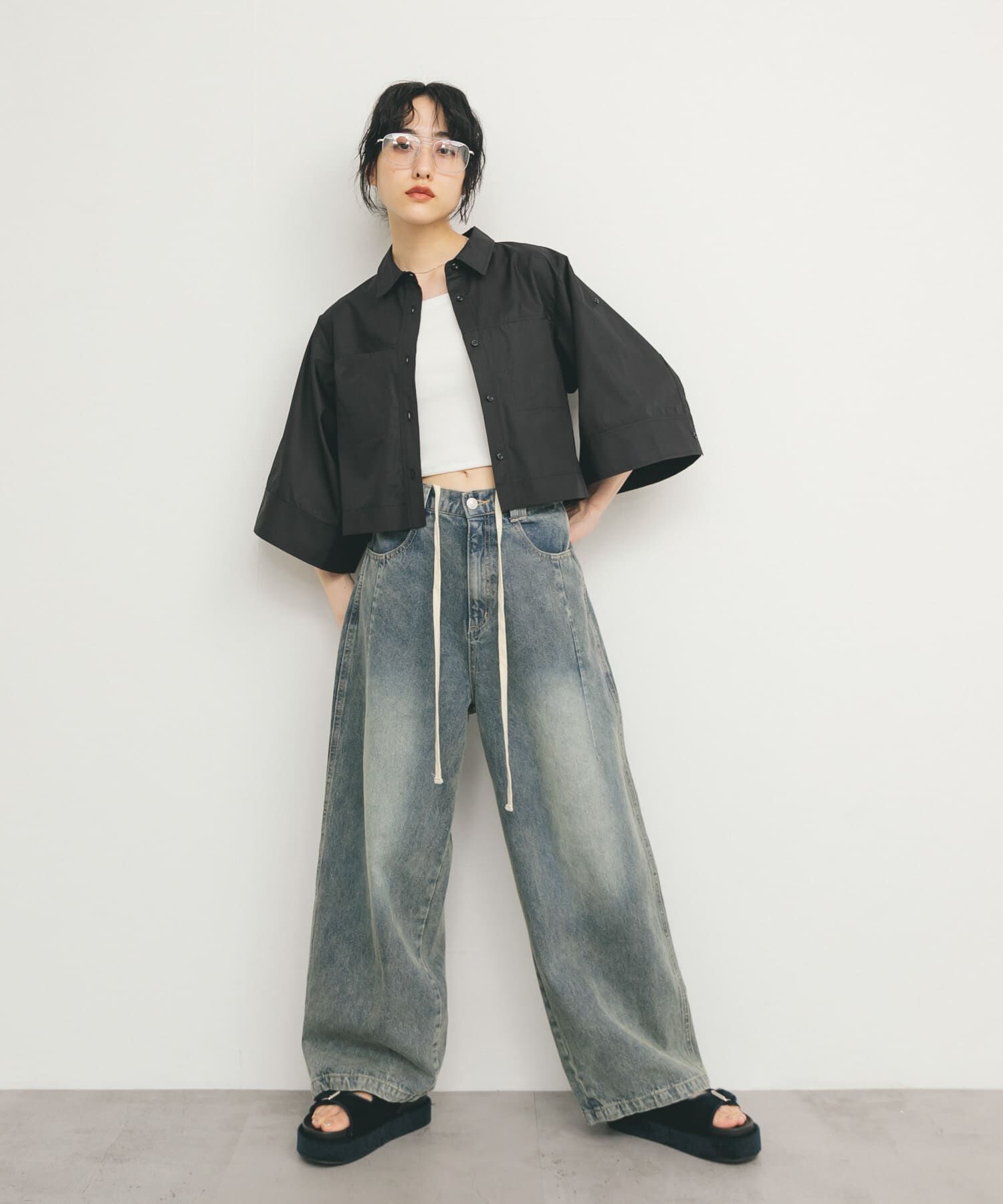  「クロップドハーフスリーブシャツ」|シャツ・ブラウス|