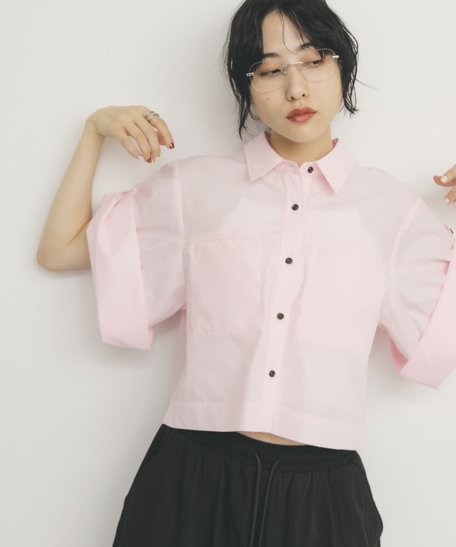  「クロップドハーフスリーブシャツ」|シャツ・ブラウス|