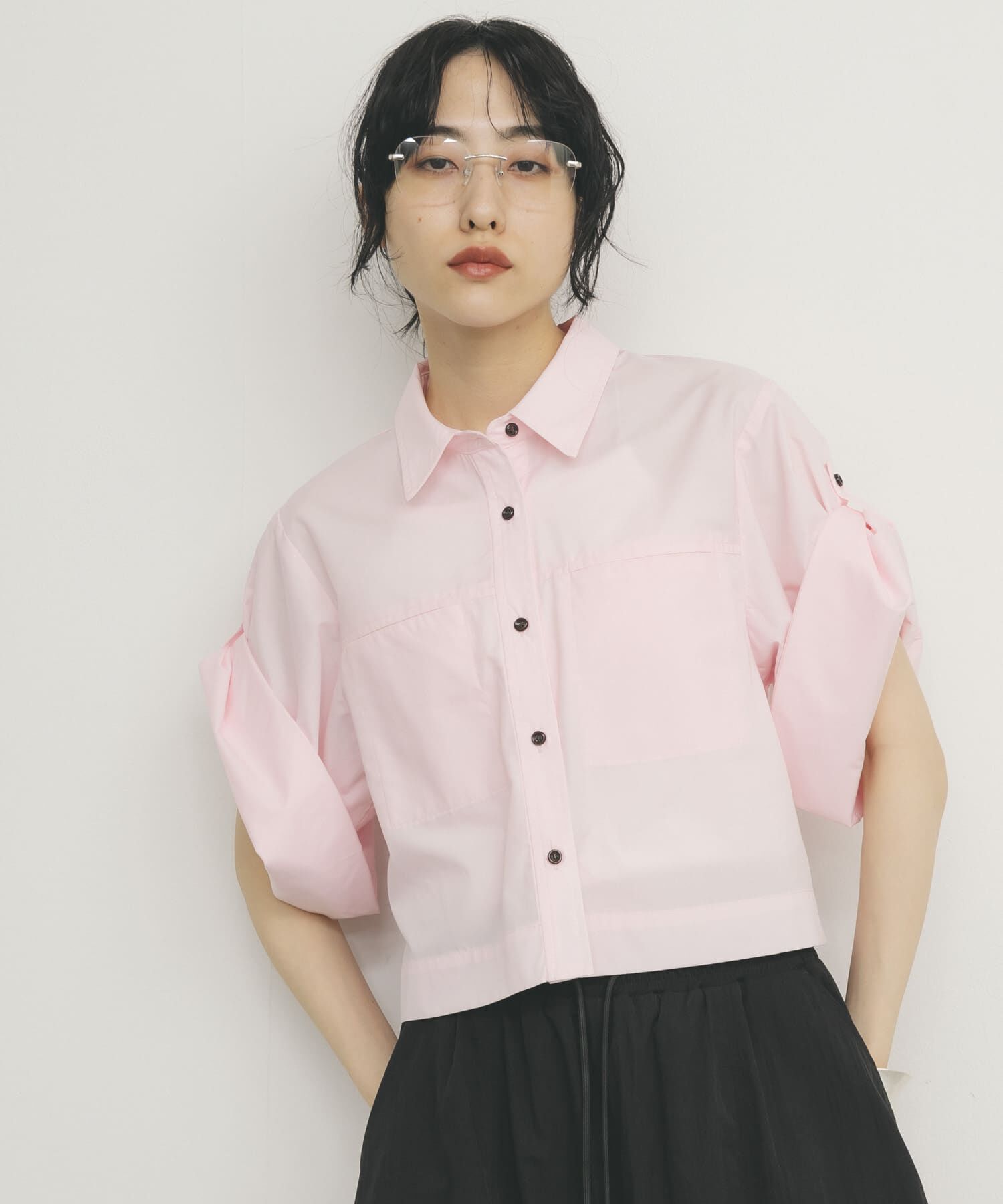  「クロップドハーフスリーブシャツ」|シャツ・ブラウス|