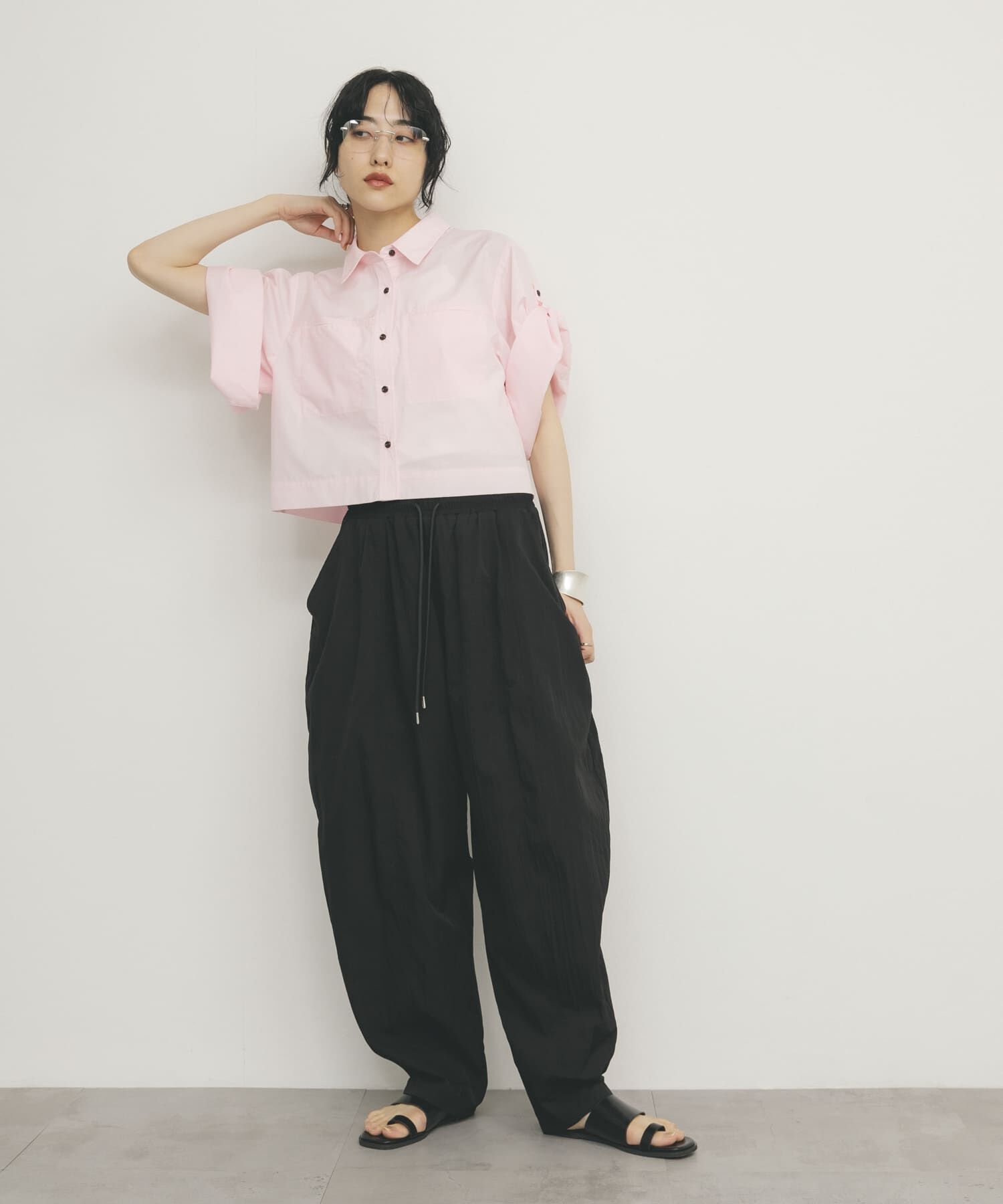  「クロップドハーフスリーブシャツ」|シャツ・ブラウス|