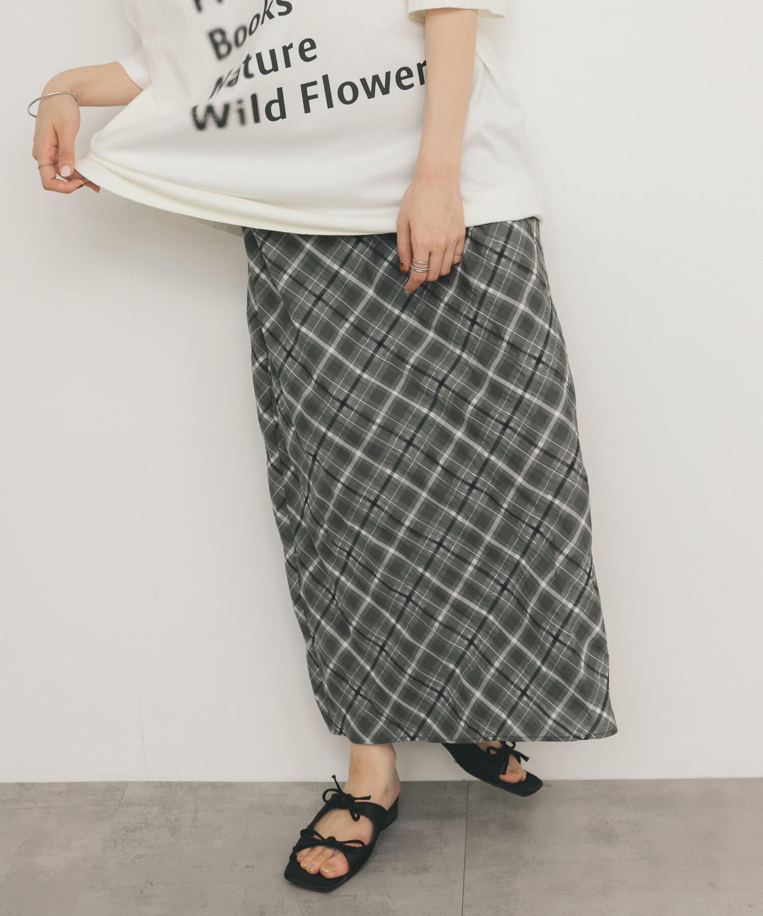  「シアーチェックIラインスカート」|スカート|