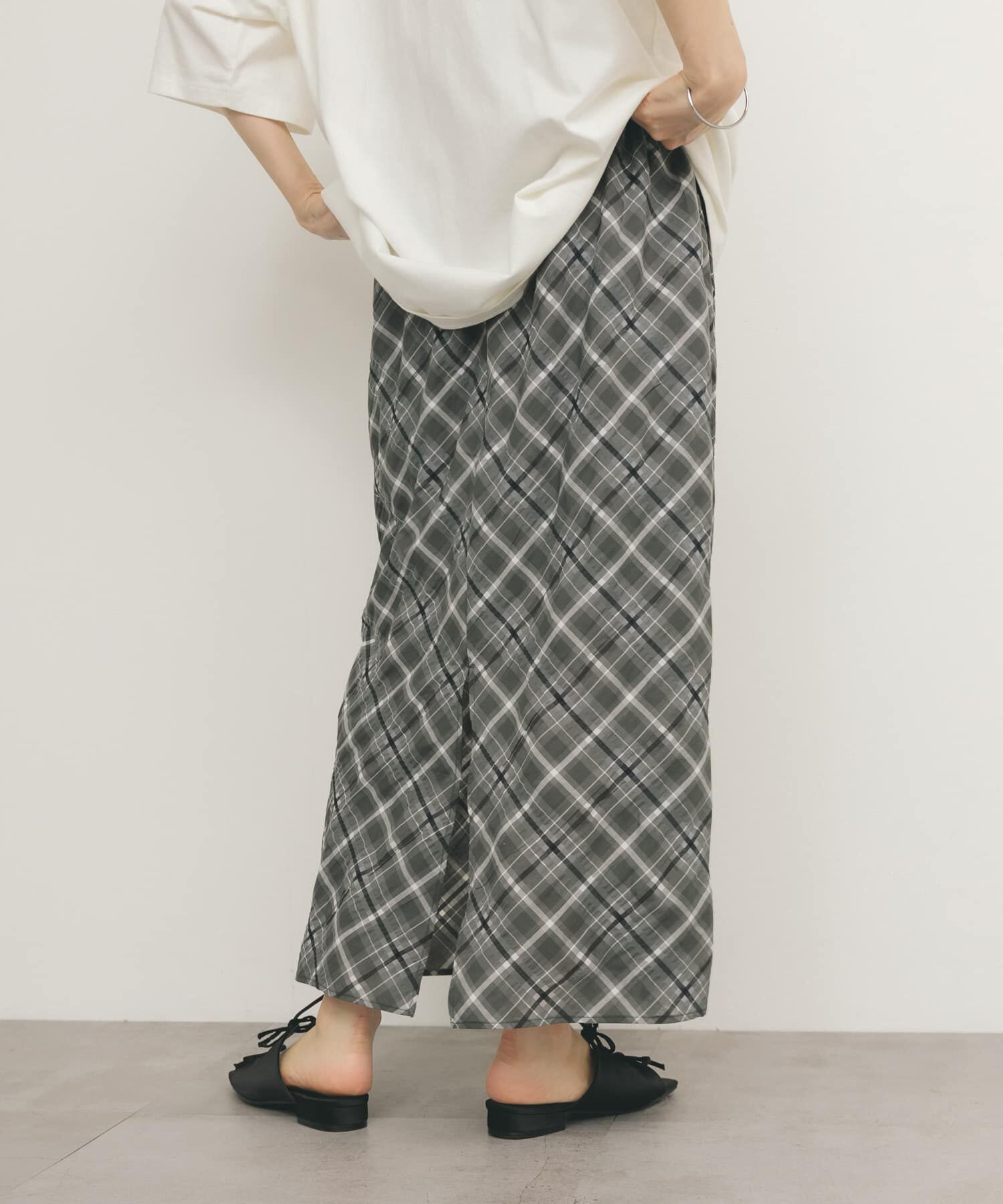  「シアーチェックIラインスカート」|スカート|