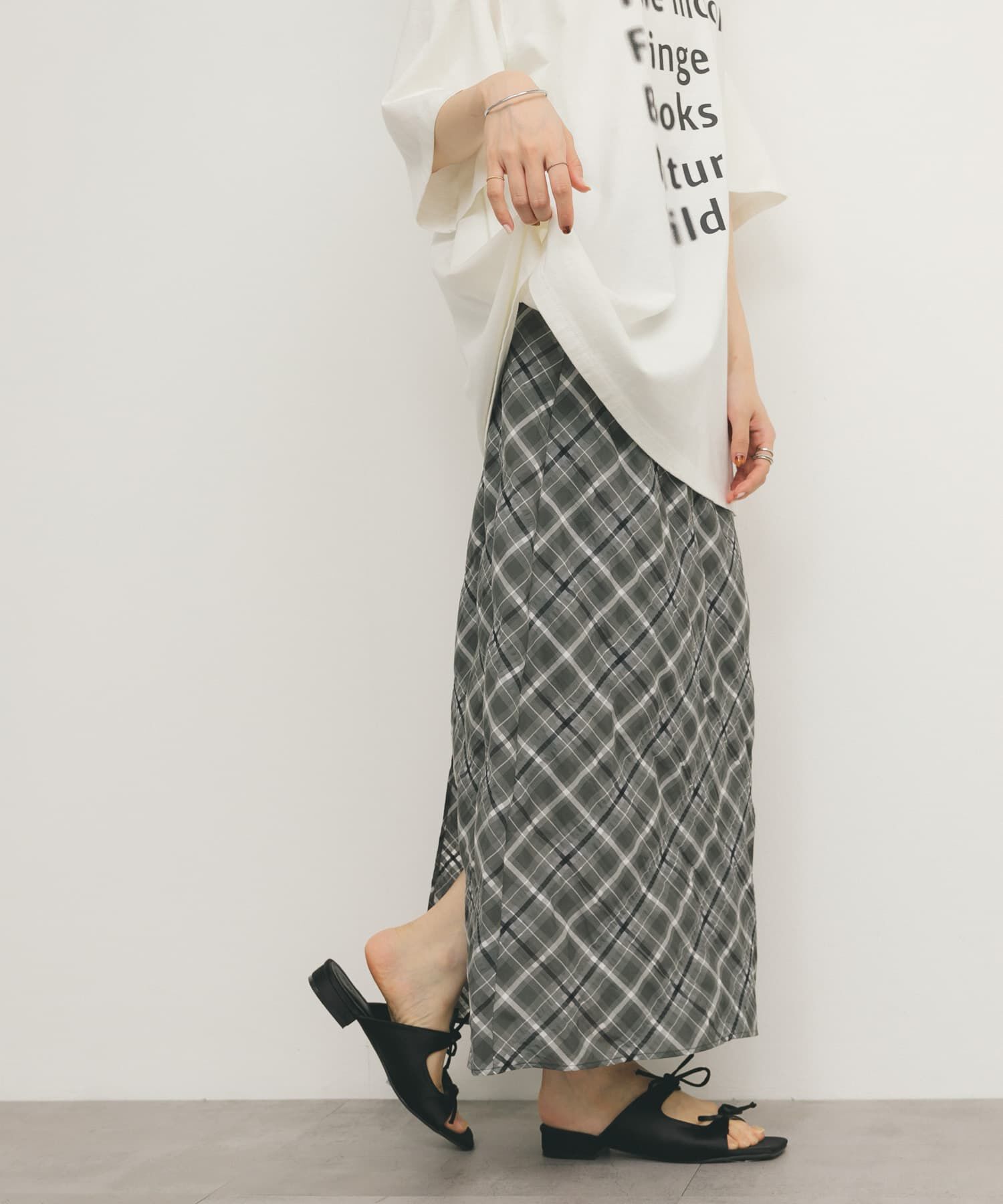  「シアーチェックIラインスカート」|スカート|