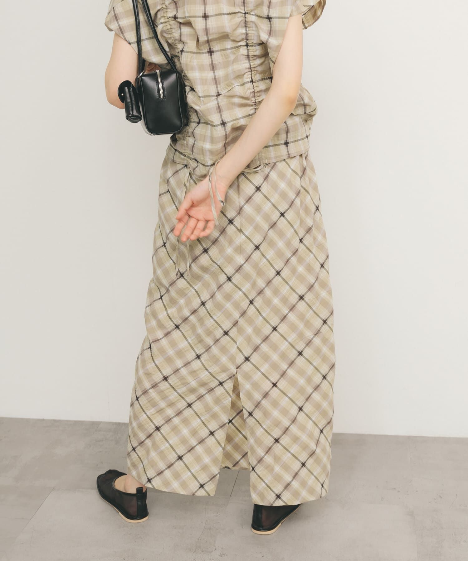 「シアーチェックIラインスカート」|スカート|