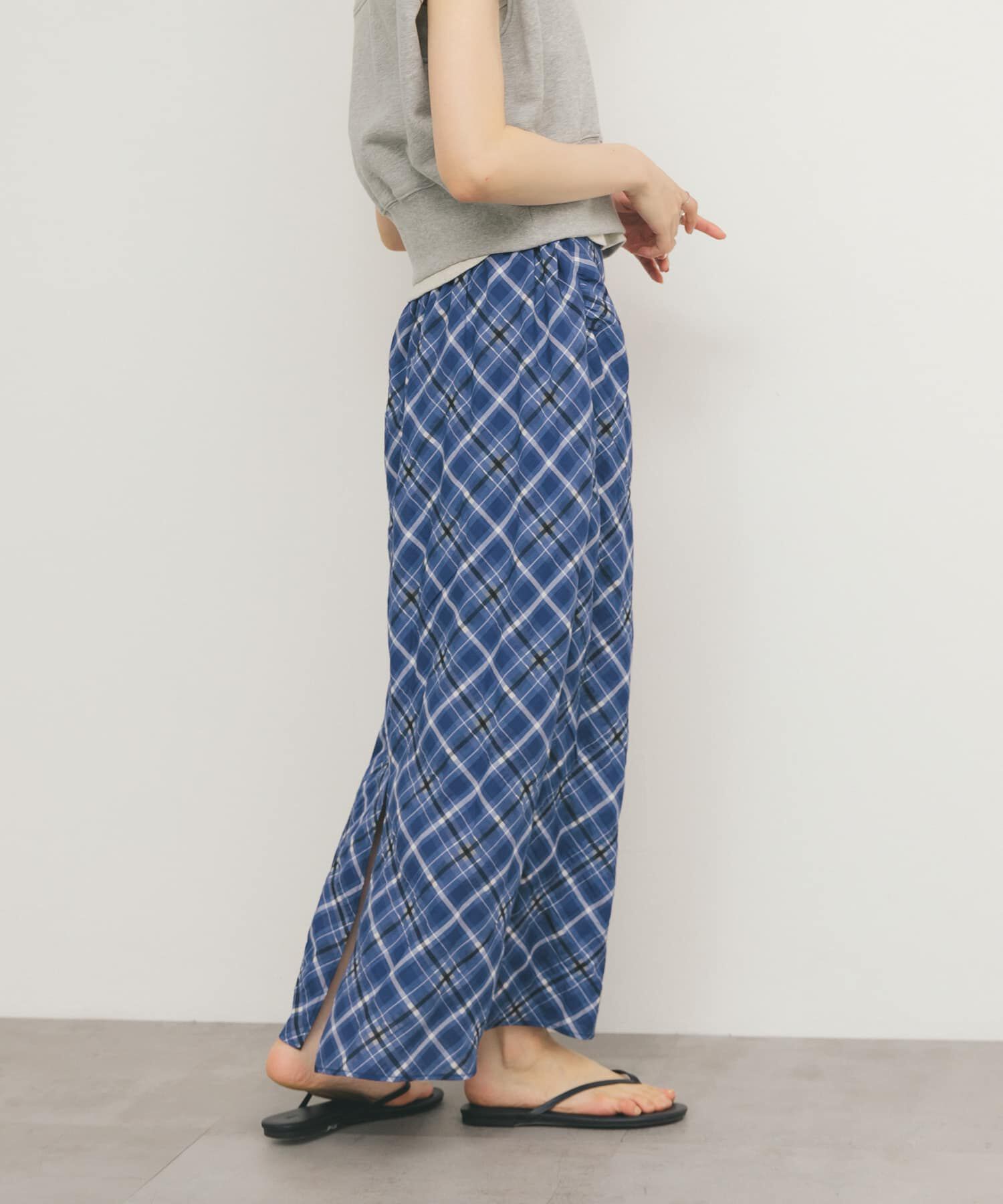  「シアーチェックIラインスカート」|スカート|