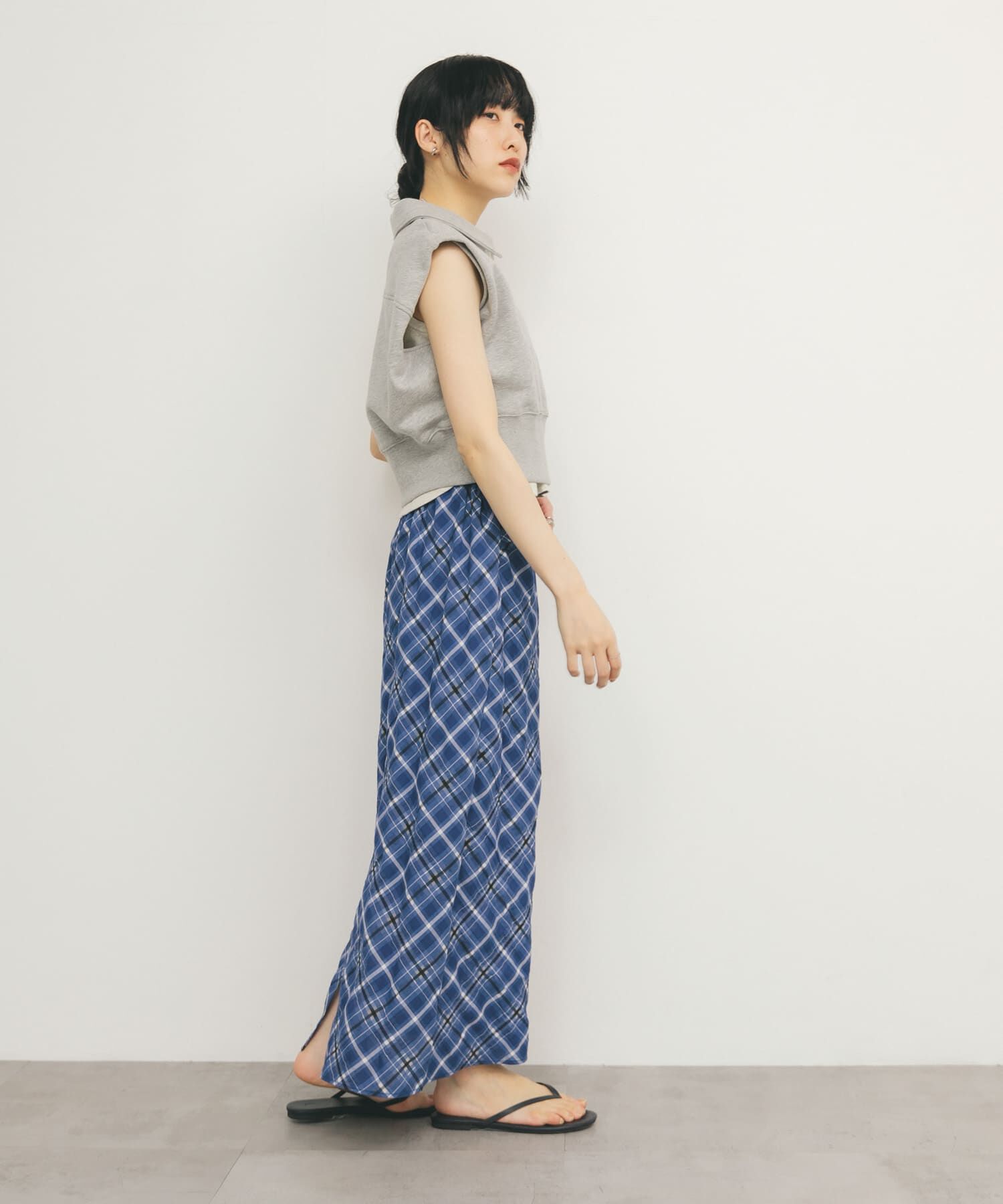  「シアーチェックIラインスカート」|スカート|