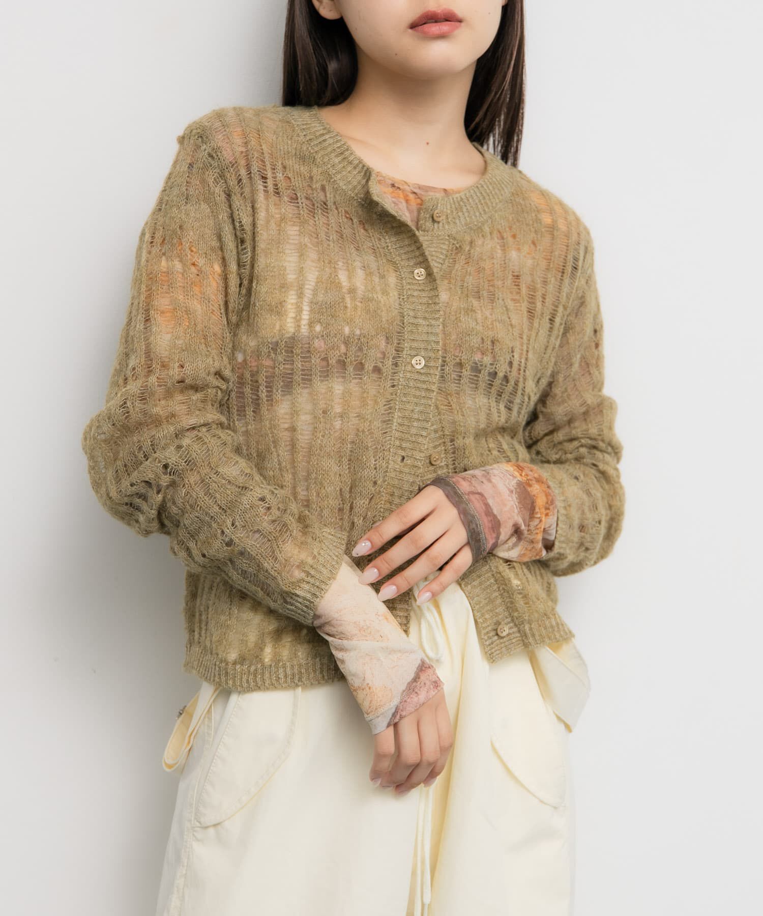  「ニットカーディガンSETシアートップス」|カーディガン|ベージュ系その他