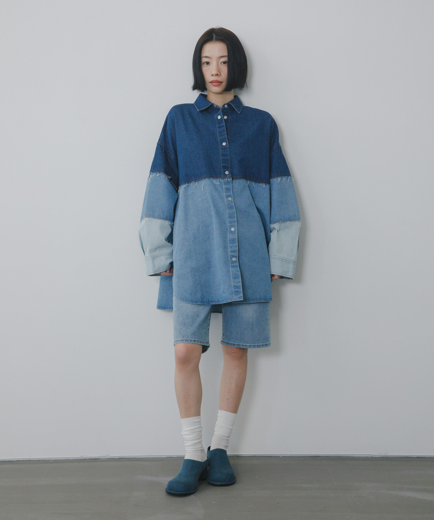  「パッチワークBIGデニムシャツ」|シャツ・ブラウス|