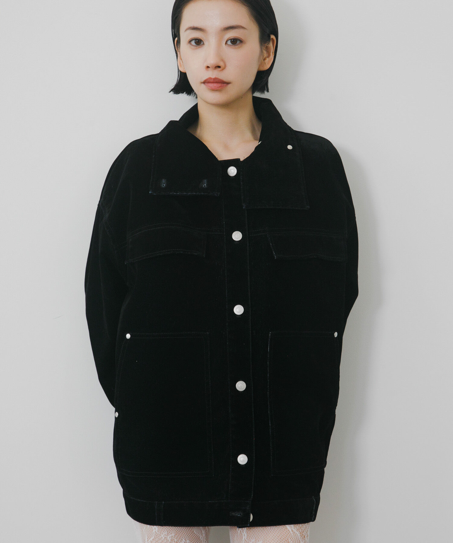  「ハイネックデニムブルゾン」|ブルゾン・スタジャン|ブラック