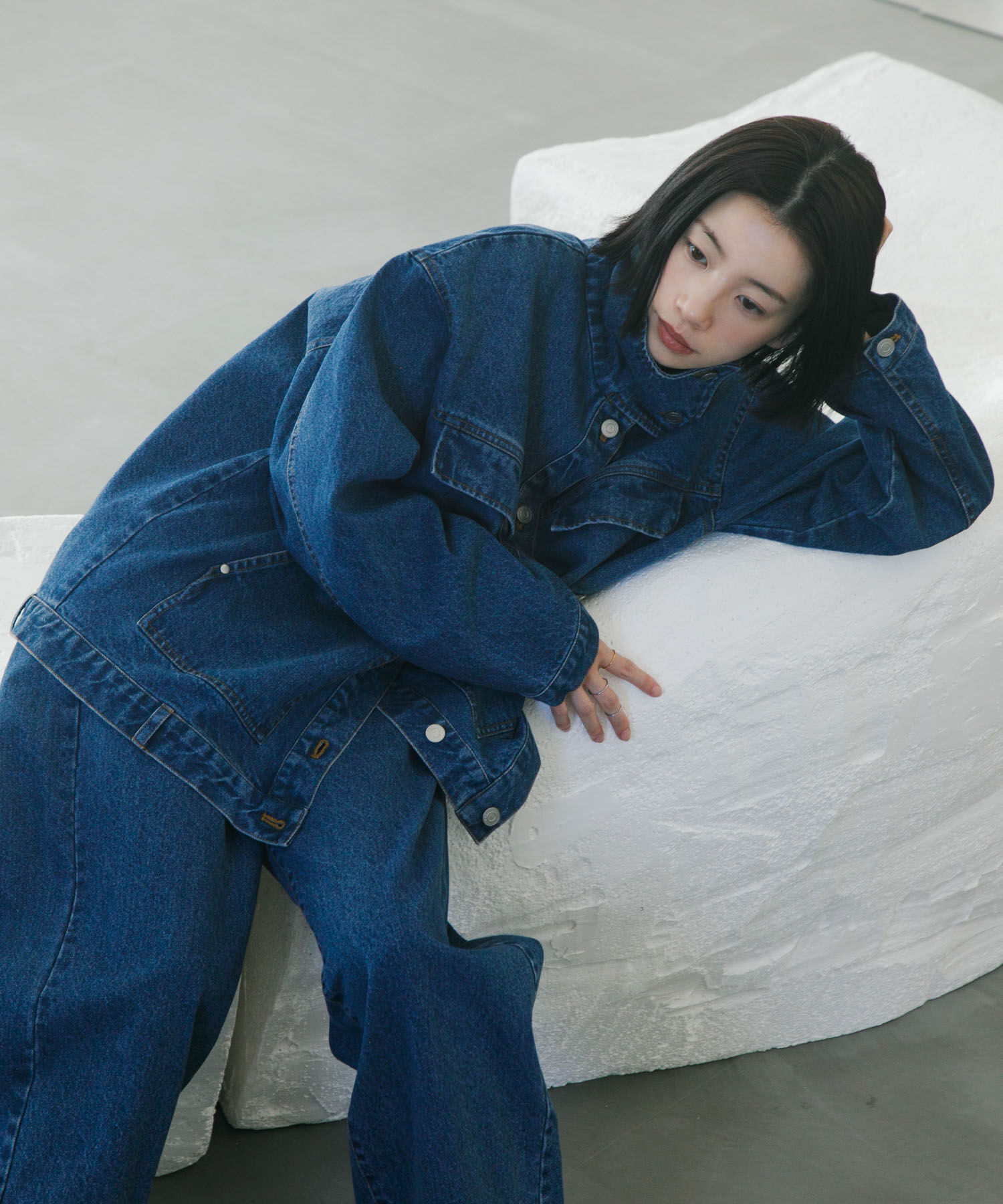  「ハイネックデニムブルゾン」|ブルゾン・スタジャン|