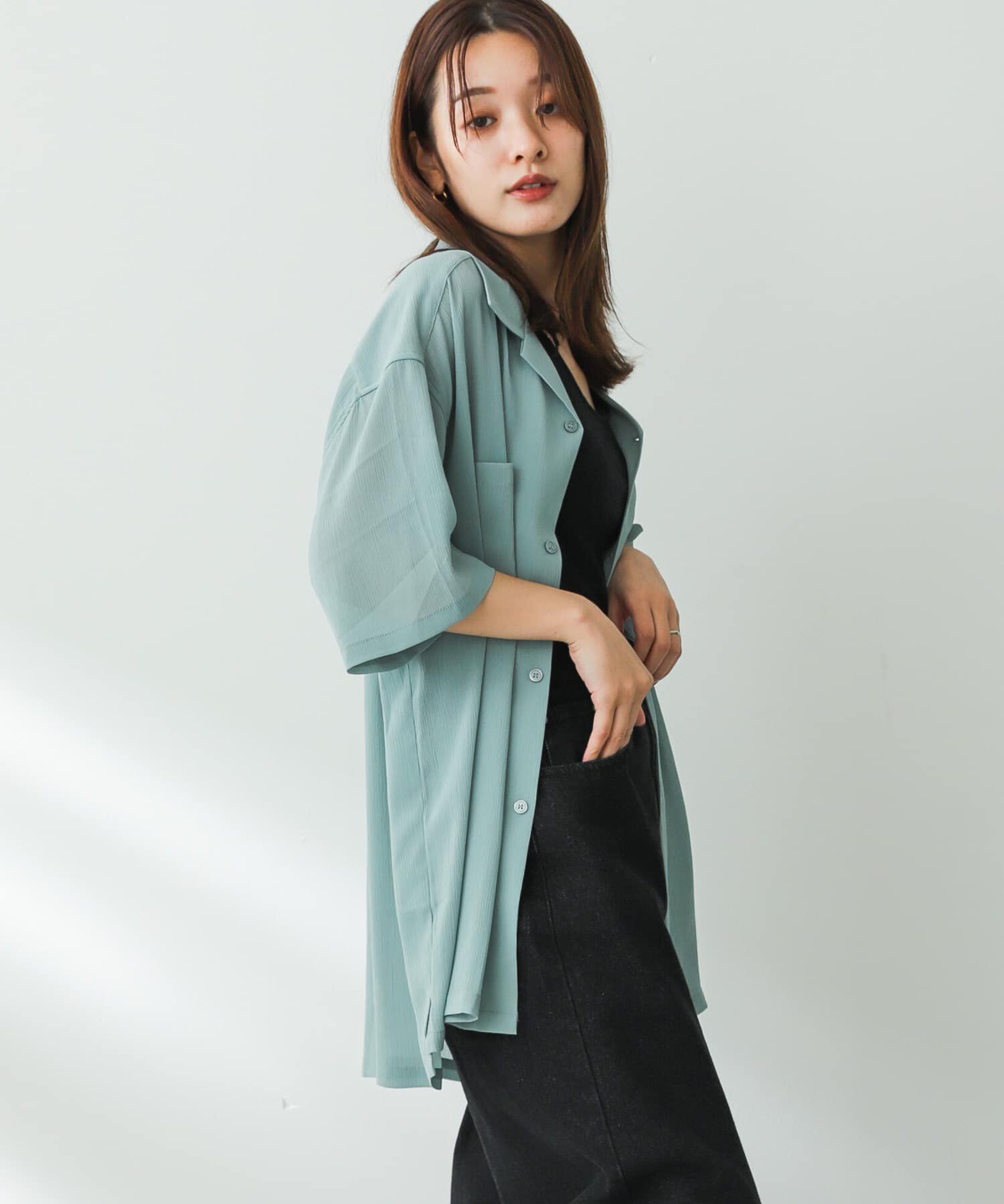 SENSE OF PLACE by URBAN RESEARCH「シアーシャンブレーオープンカラーシャツ」|シャツ・ブラウス|