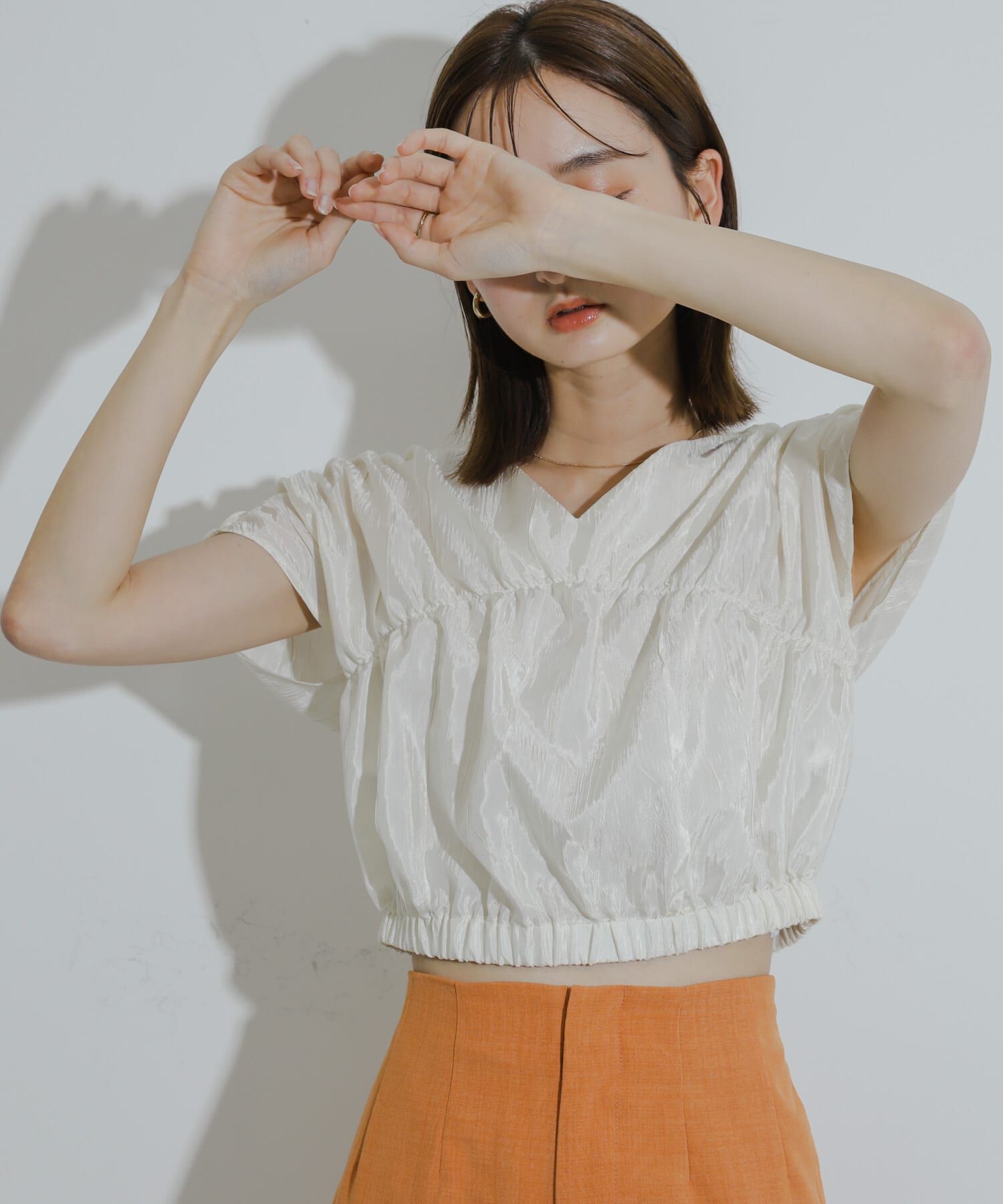 SENSE OF PLACE by URBAN RESEARCH「クロップドギャザーブラウス」|シャツ・ブラウス|