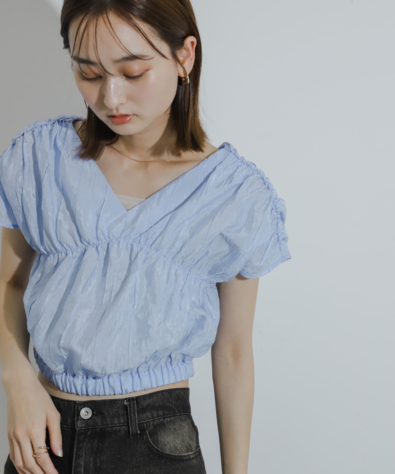 SENSE OF PLACE by URBAN RESEARCH「クロップドギャザーブラウス」|シャツ・ブラウス|