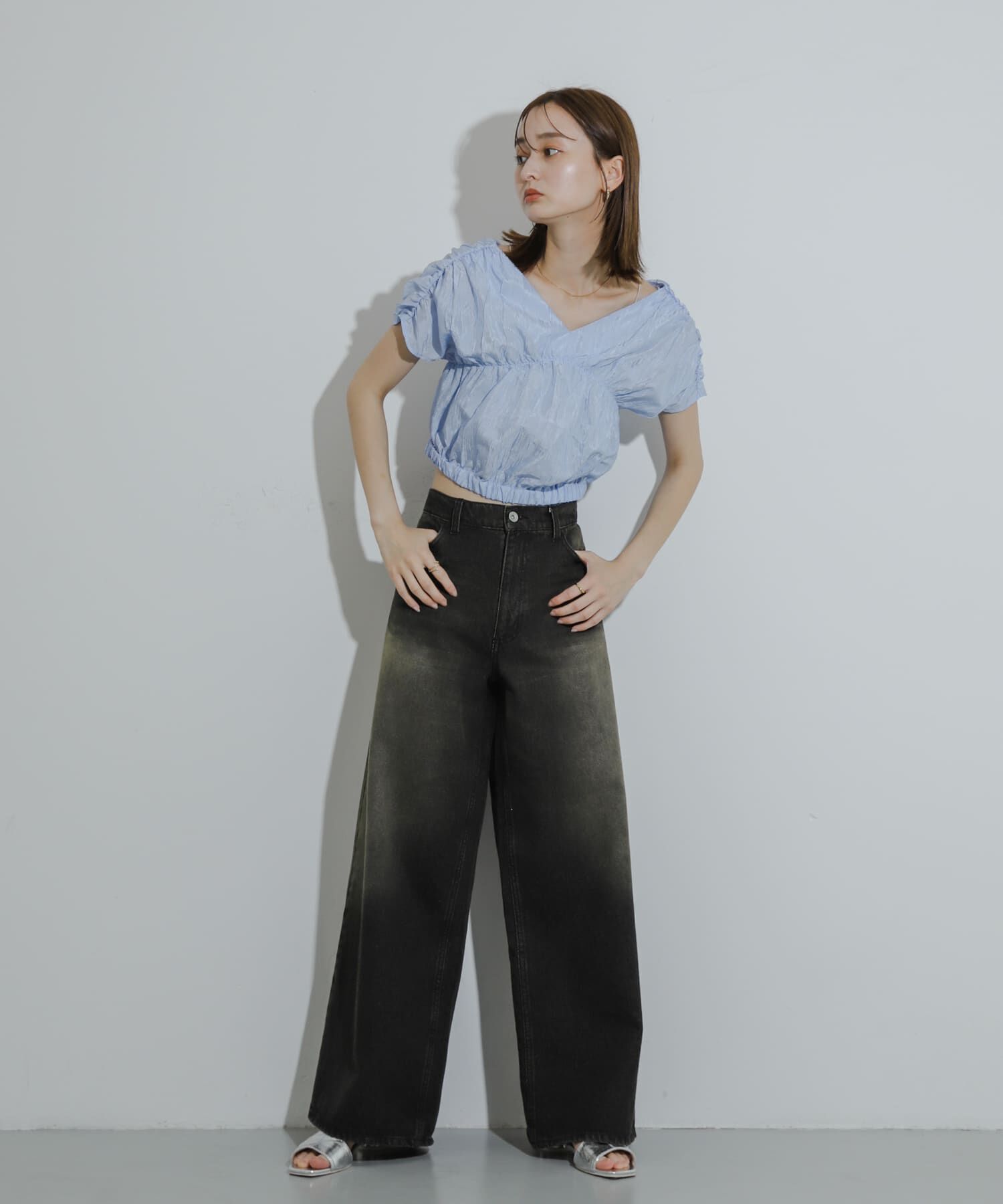 SENSE OF PLACE by URBAN RESEARCH「クロップドギャザーブラウス」|シャツ・ブラウス|