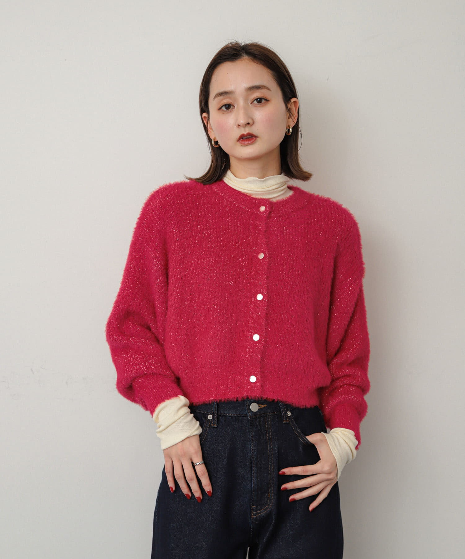 SENSE OF PLACE by URBAN RESEARCH「ラメシャギークロップドカーディガン」|ニット・セーター|