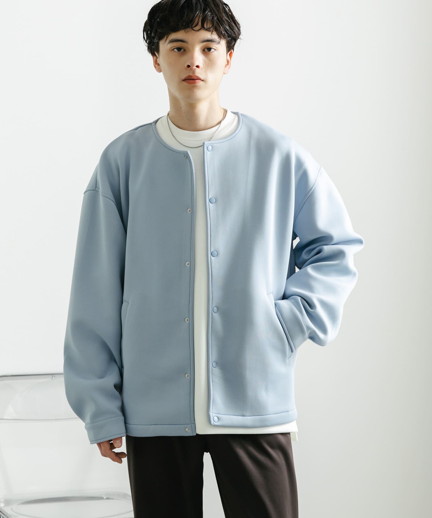 SENSE OF PLACE by URBAN RESEARCH「ポンチクルーネックカーディガン」|カーディガン|ブルー