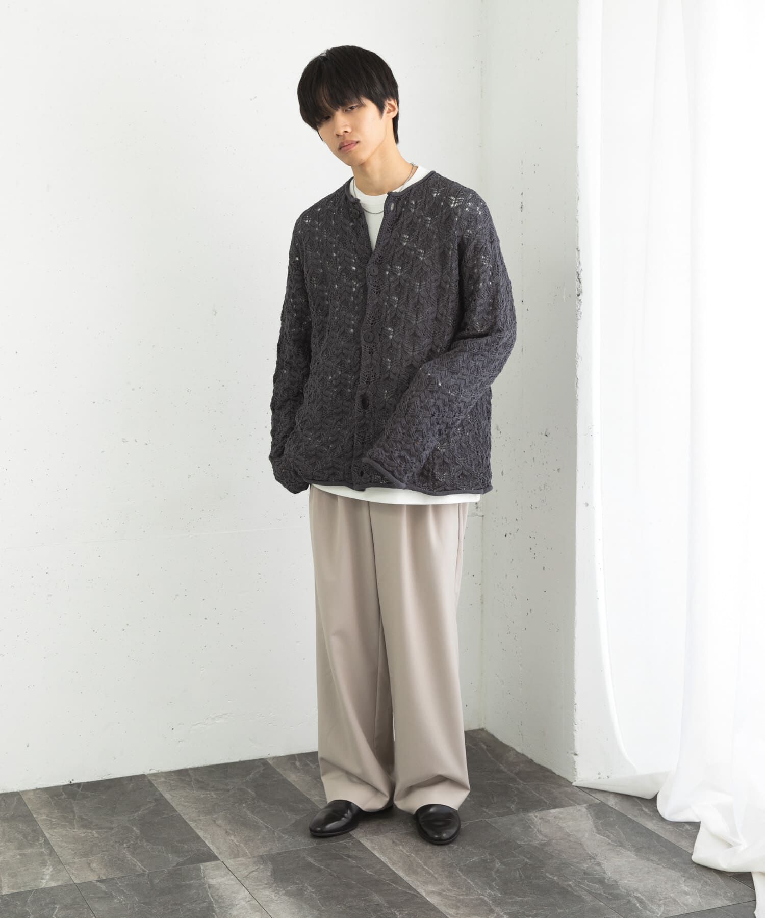 SENSE OF PLACE by URBAN RESEARCH「ケーブルメッシュクルーネックカーディガン」|カーディガン|