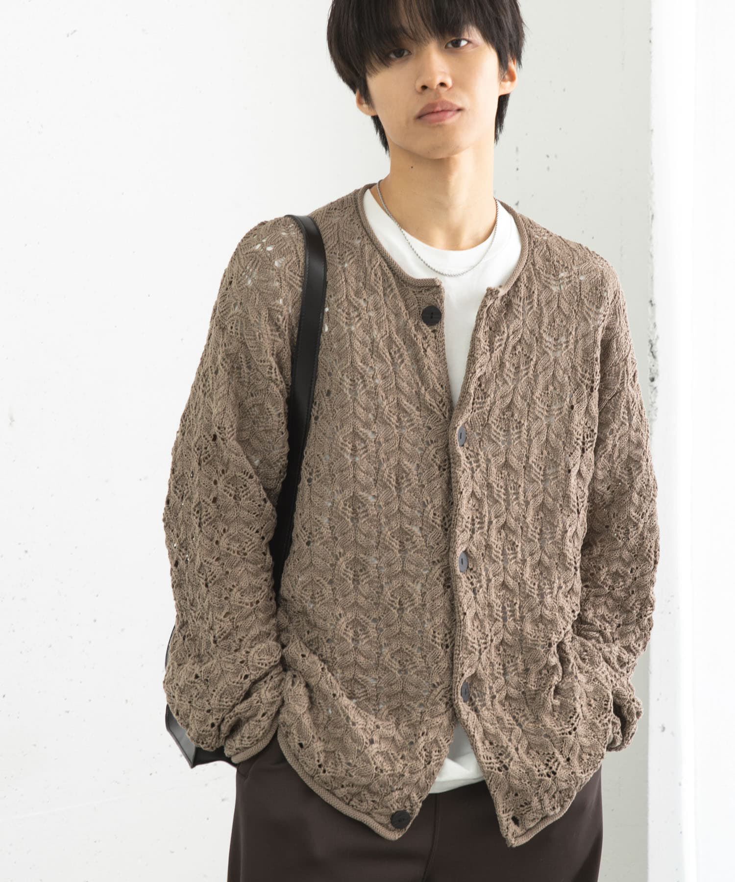 SENSE OF PLACE by URBAN RESEARCH「ケーブルメッシュクルーネックカーディガン」|カーディガン|