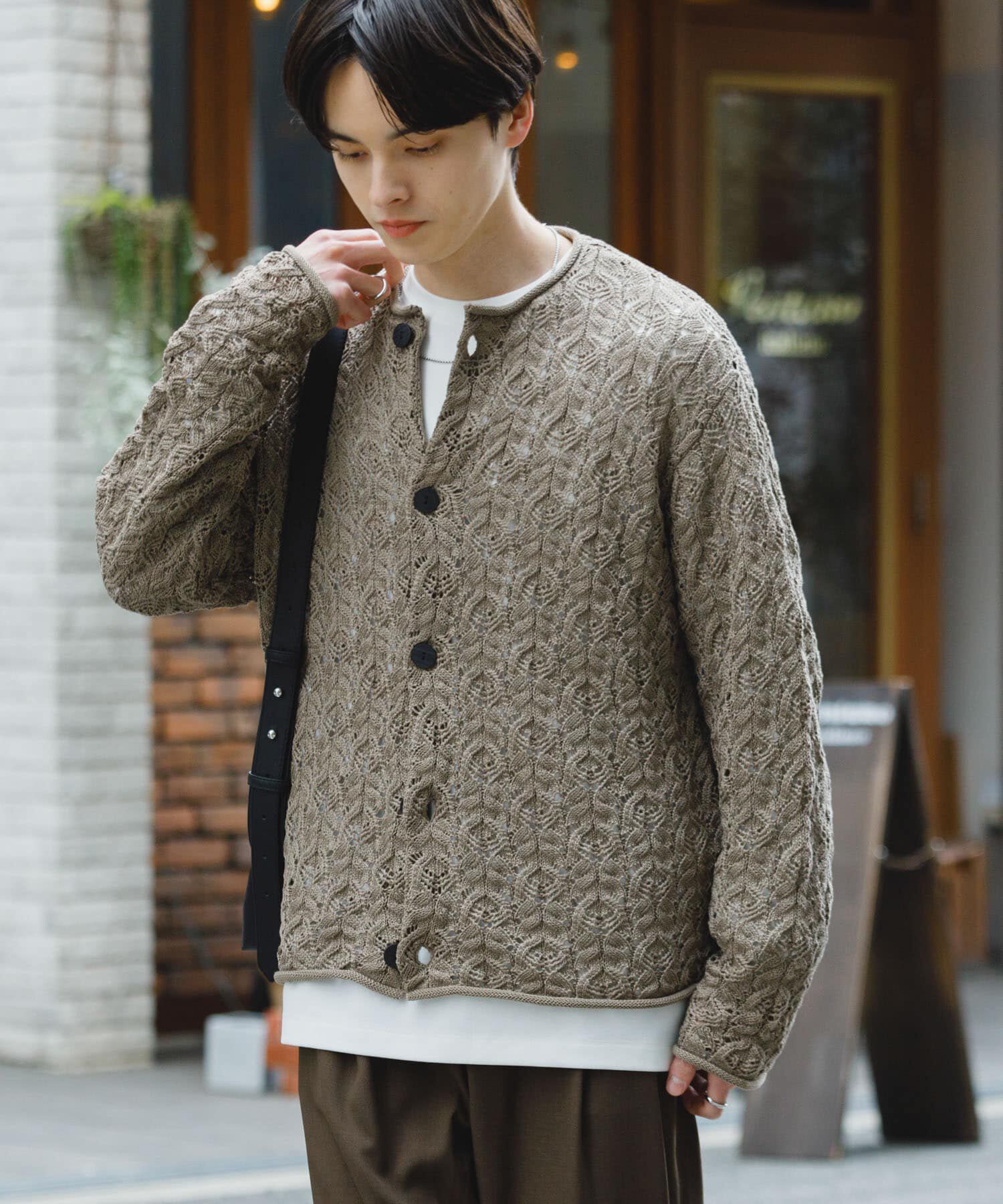 SENSE OF PLACE by URBAN RESEARCH「ケーブルメッシュクルーネックカーディガン」|カーディガン|