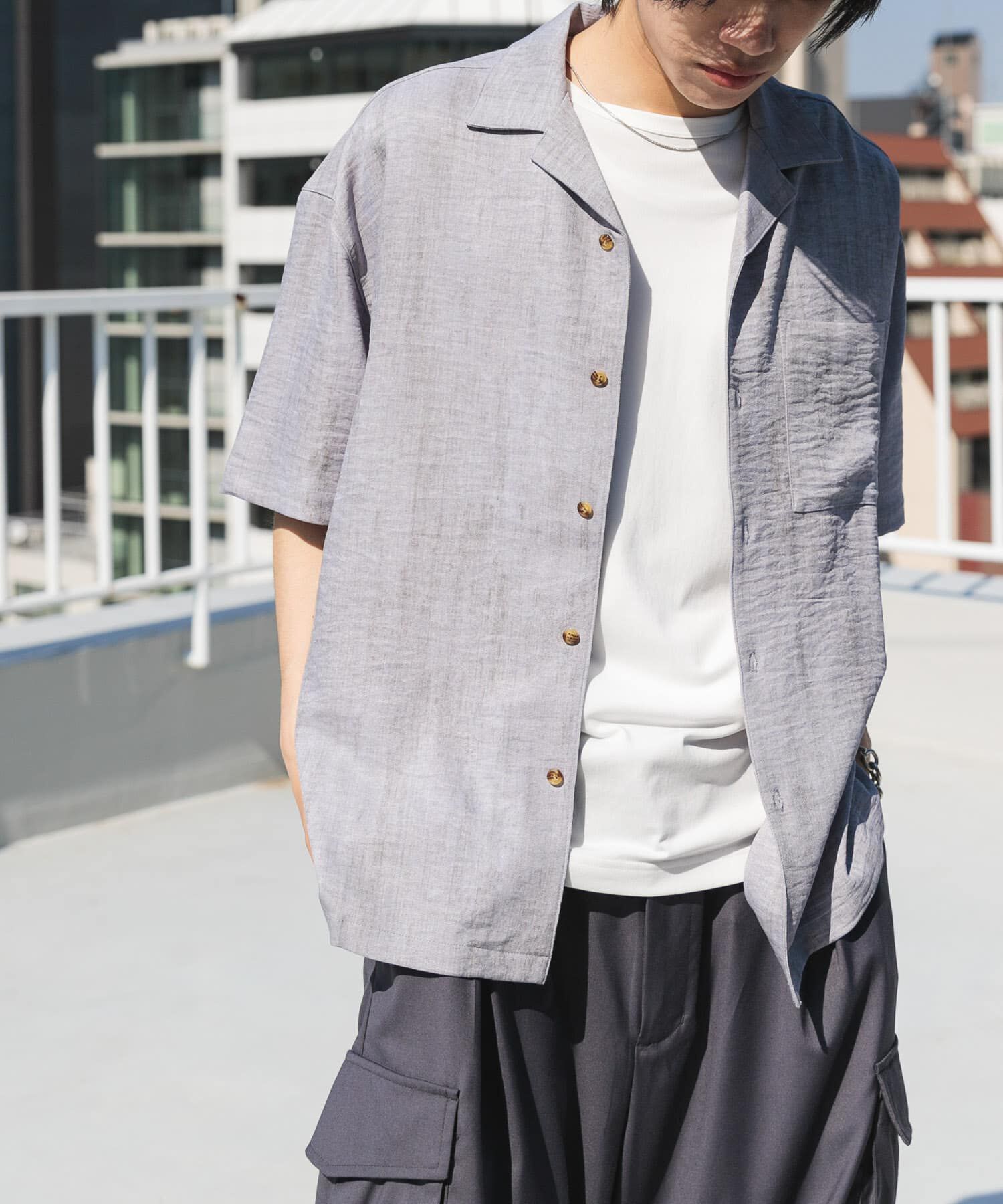 SENSE OF PLACE by URBAN RESEARCH「マーブルオープンカラーショートスリーブシャツ」|シャツ・ブラウス|