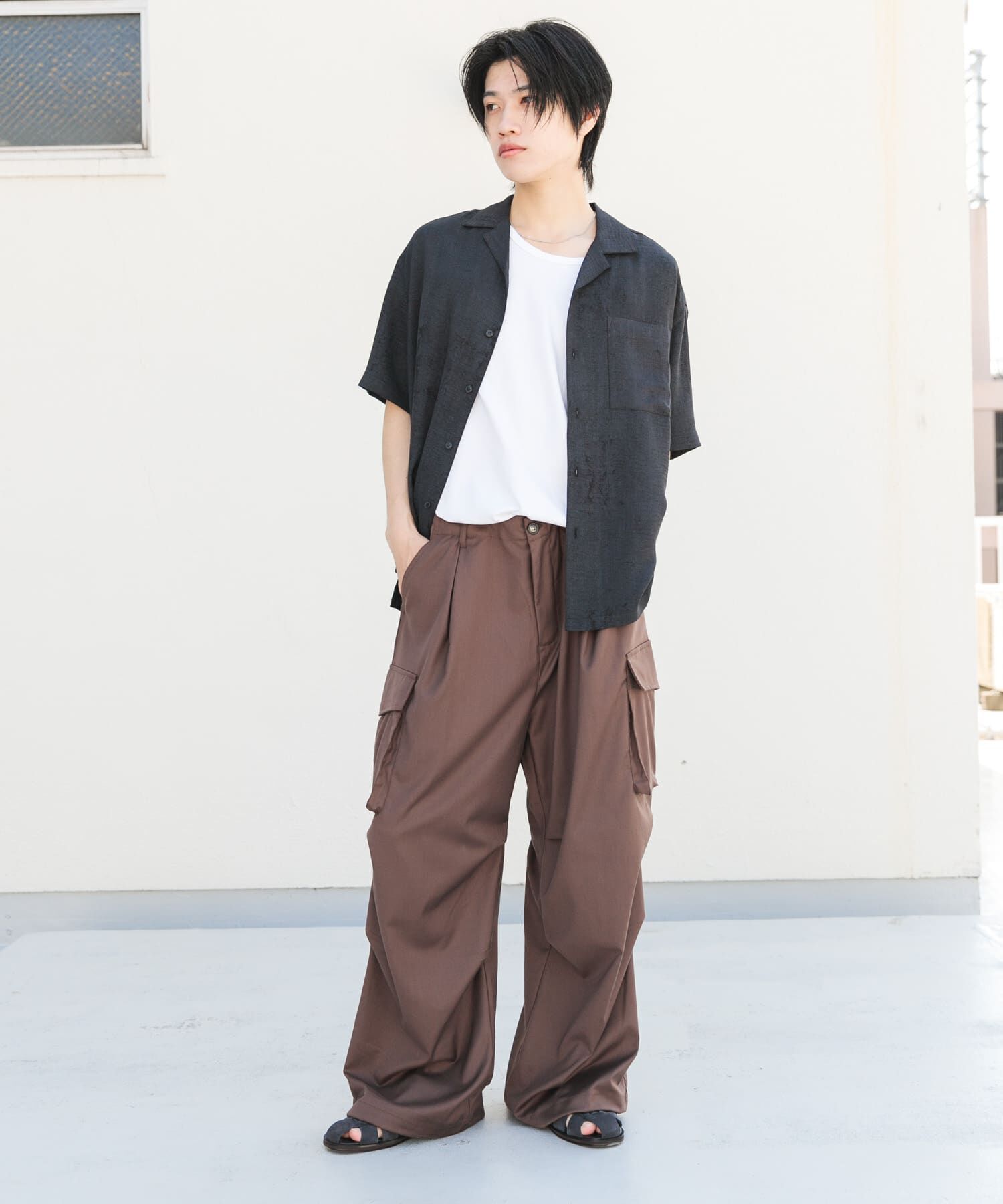 SENSE OF PLACE by URBAN RESEARCH「マーブルオープンカラーショートスリーブシャツ」|シャツ・ブラウス|