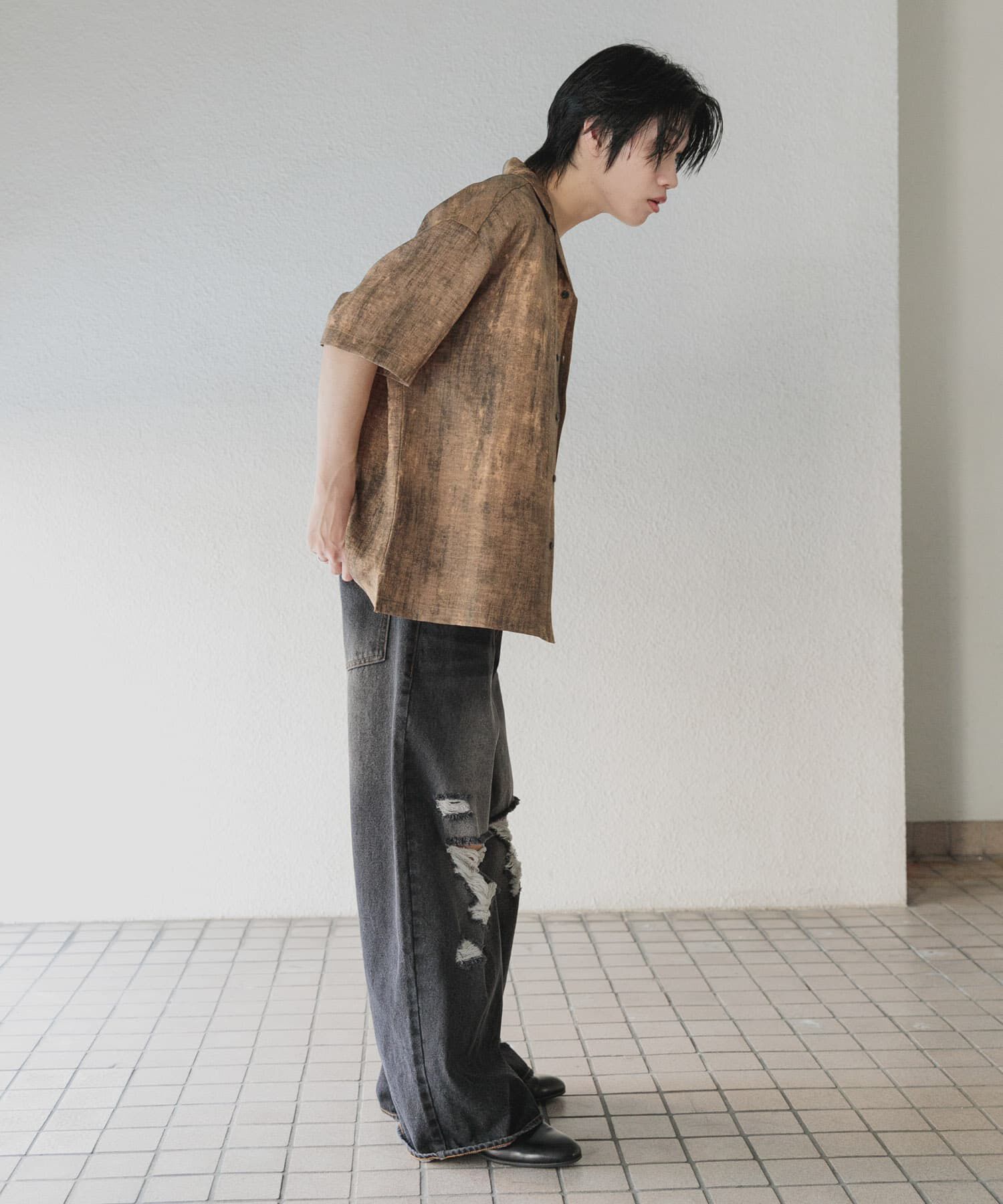 SENSE OF PLACE by URBAN RESEARCH「マーブルオープンカラーショートスリーブシャツ」|シャツ・ブラウス|