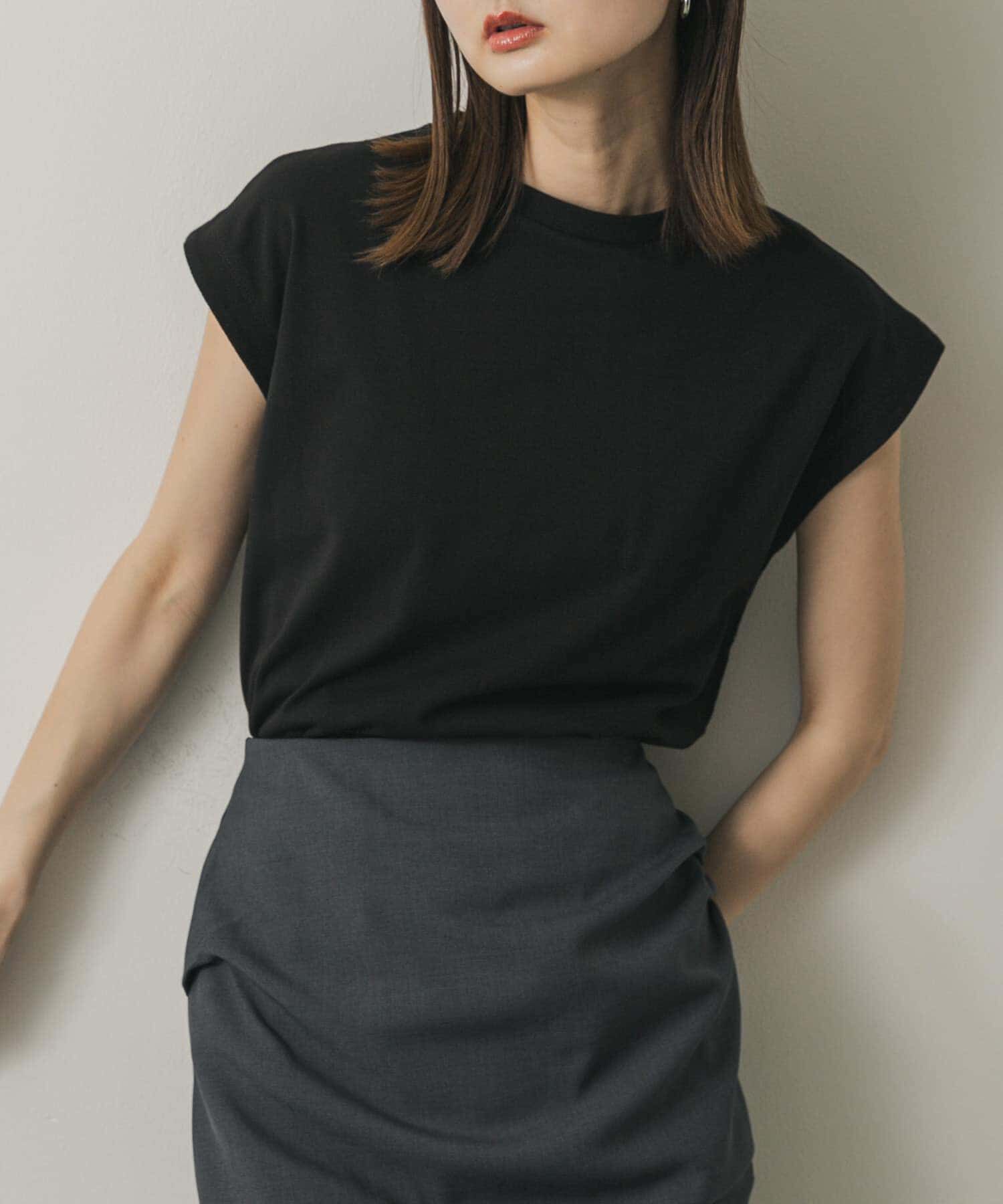 SENSE OF PLACE by URBAN RESEARCH「『UR TECH ひやサラクール』 クールタッチフレンチスリーブTシャツ」|Tシャツ・カットソー|ブラック