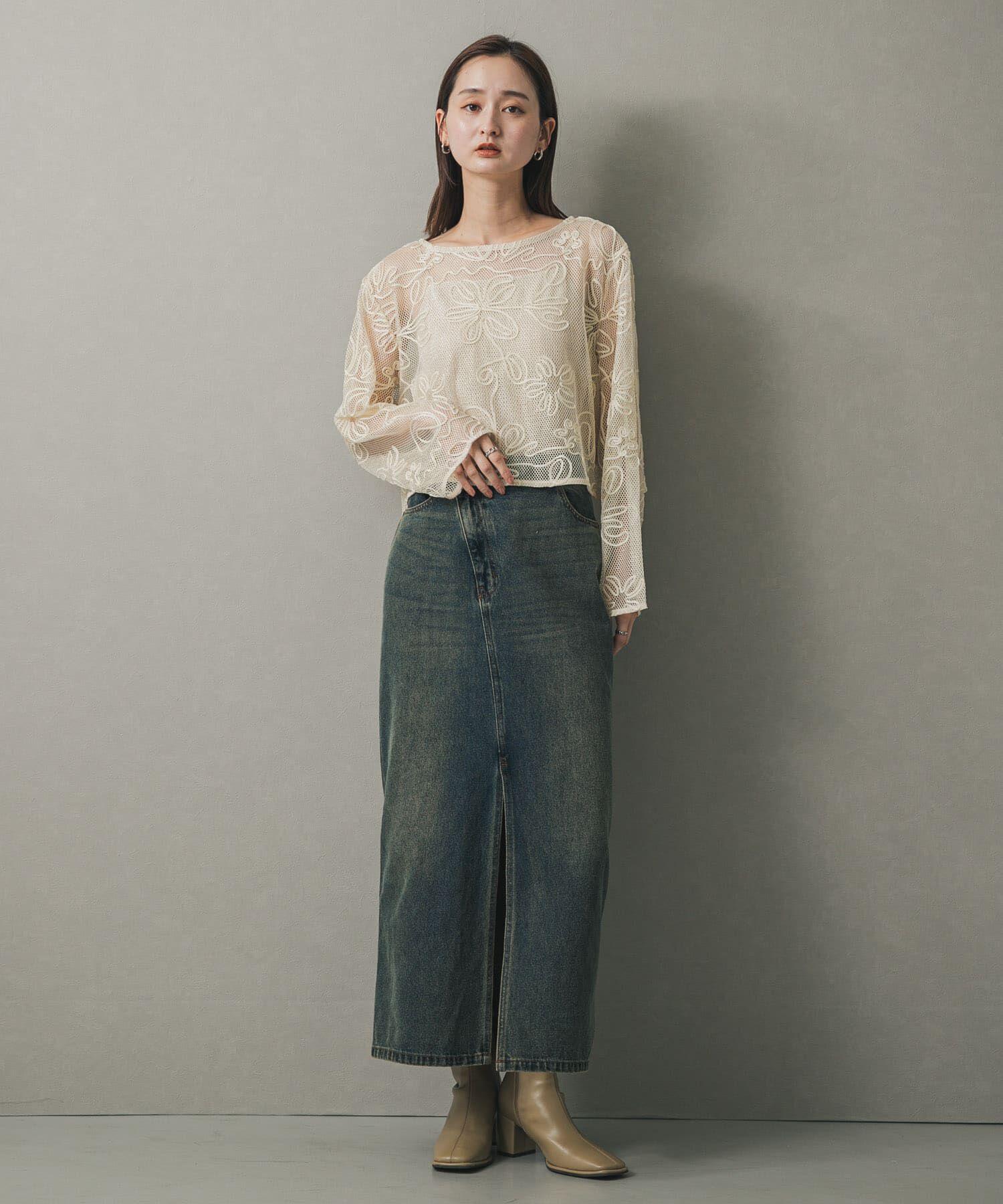 SENSE OF PLACE by URBAN RESEARCH「コードシシュウメッシュトップ」|Tシャツ・カットソー|