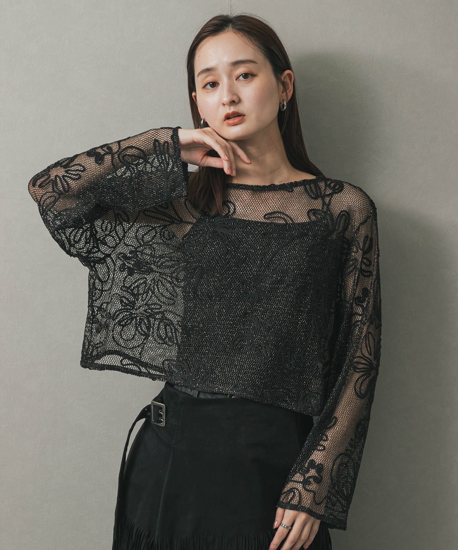 SENSE OF PLACE by URBAN RESEARCH「コードシシュウメッシュトップ」|Tシャツ・カットソー|