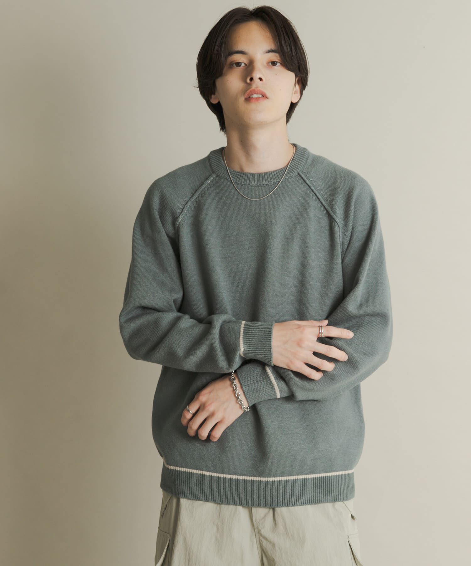 SENSE OF PLACE by URBAN RESEARCH「『一部WEB限定ｶﾗｰ』『洗濯可/毛玉防止』ｽﾄﾚｯﾁﾊｲｼｮｸﾗｲﾝﾆ」|ニット・セーター|ミント