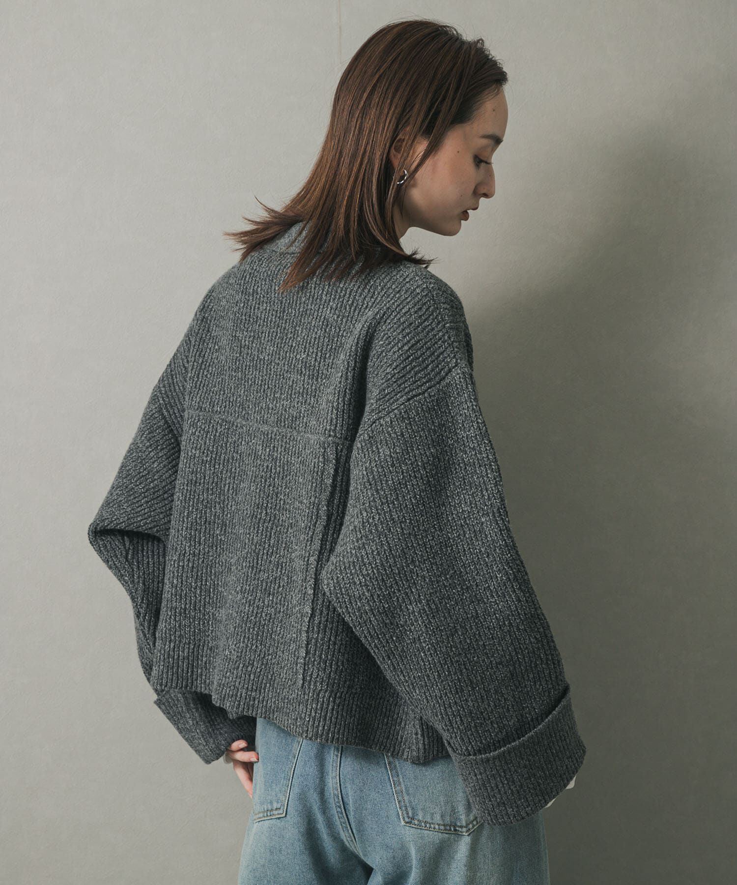 SENSE OF PLACE by URBAN RESEARCH「ニットショートジャケット」|ノーカラーコート|